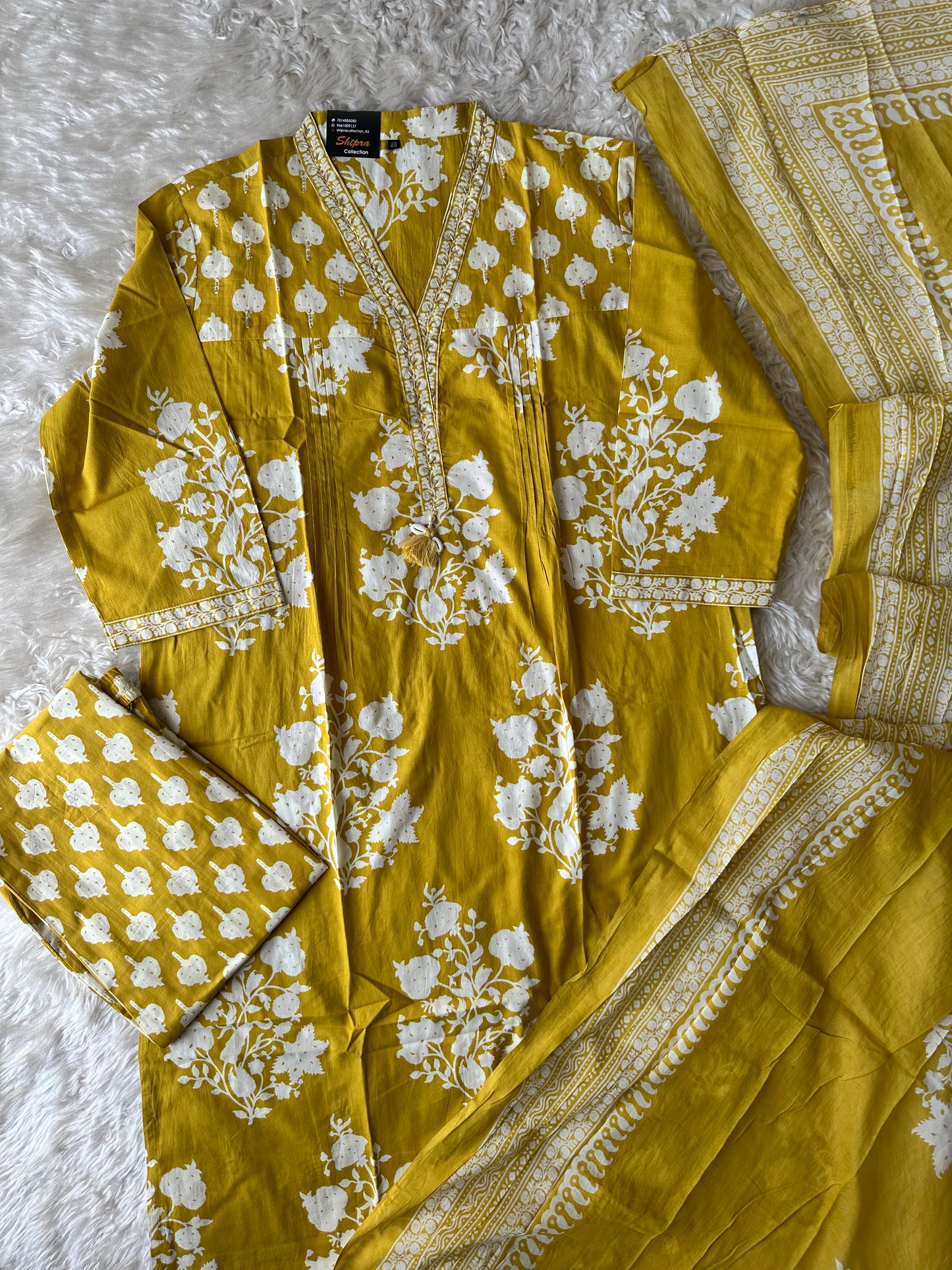 Breathable Cotton Kurti Pant Cotton Dupatta Set