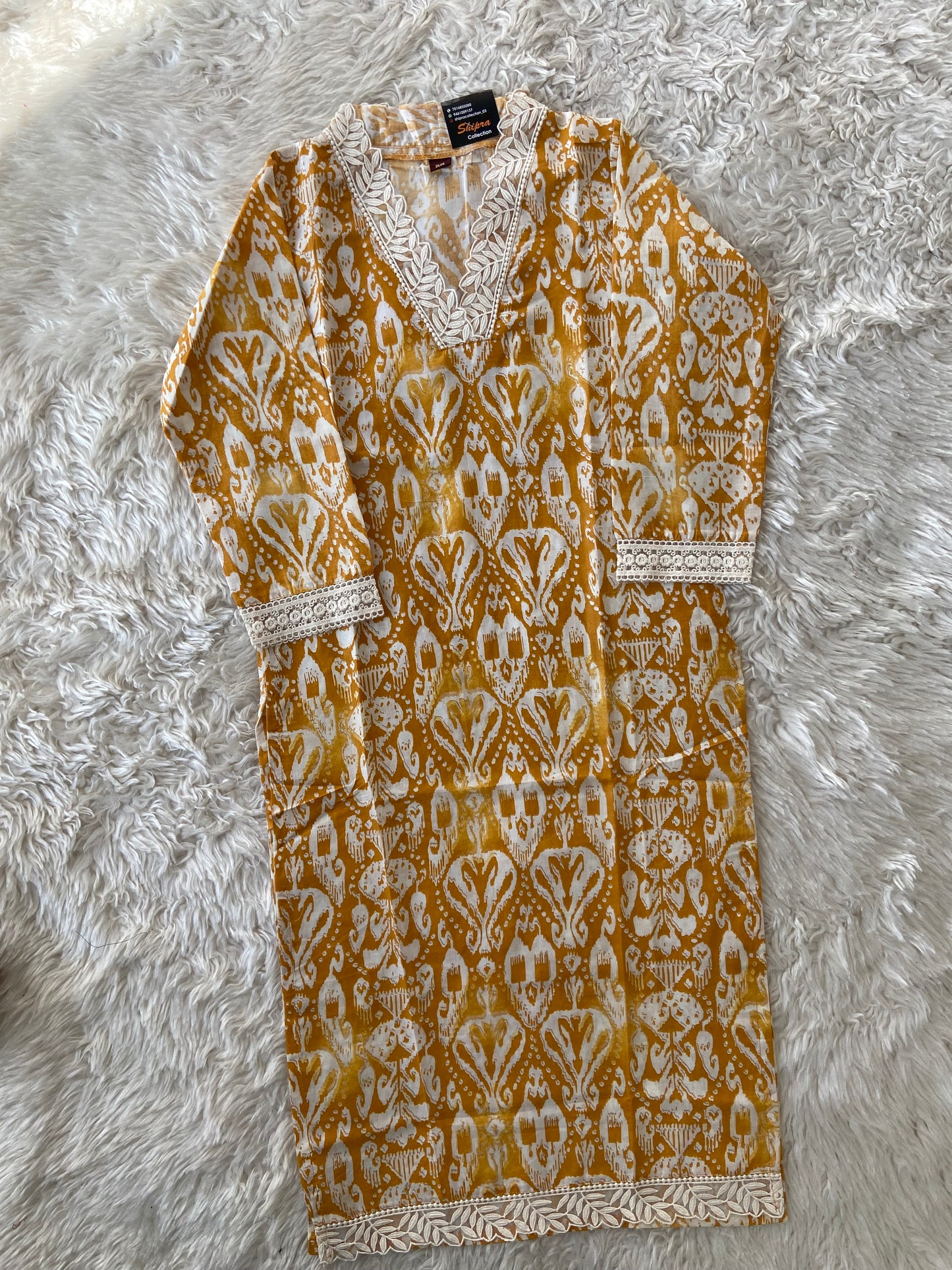 Lace Details Kurti Pant Dupatta Set