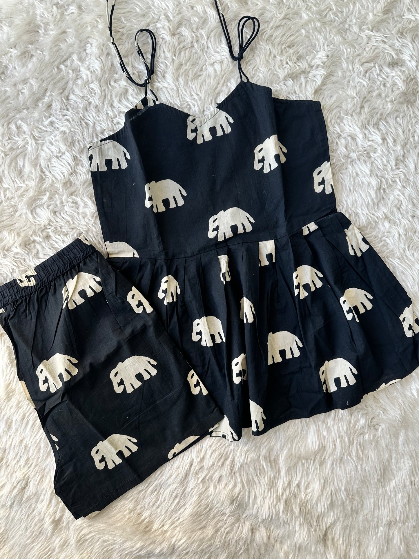 Pure Cotton Strap Sleeves Shorts Co-ord Set