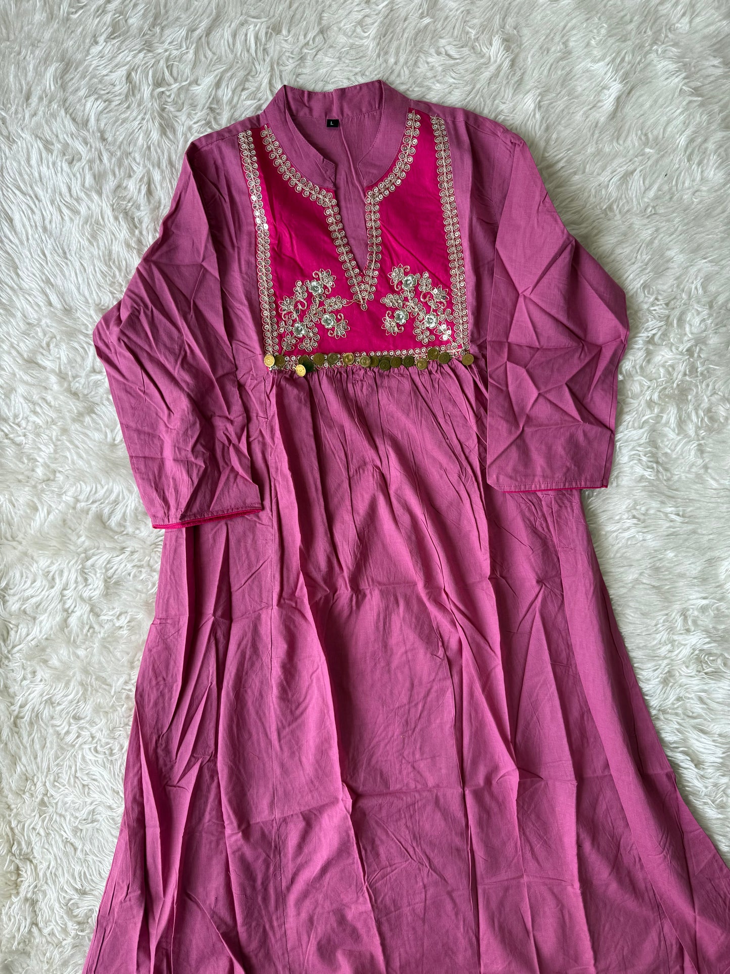 Cotton Thread Work Kurti Pant Set
