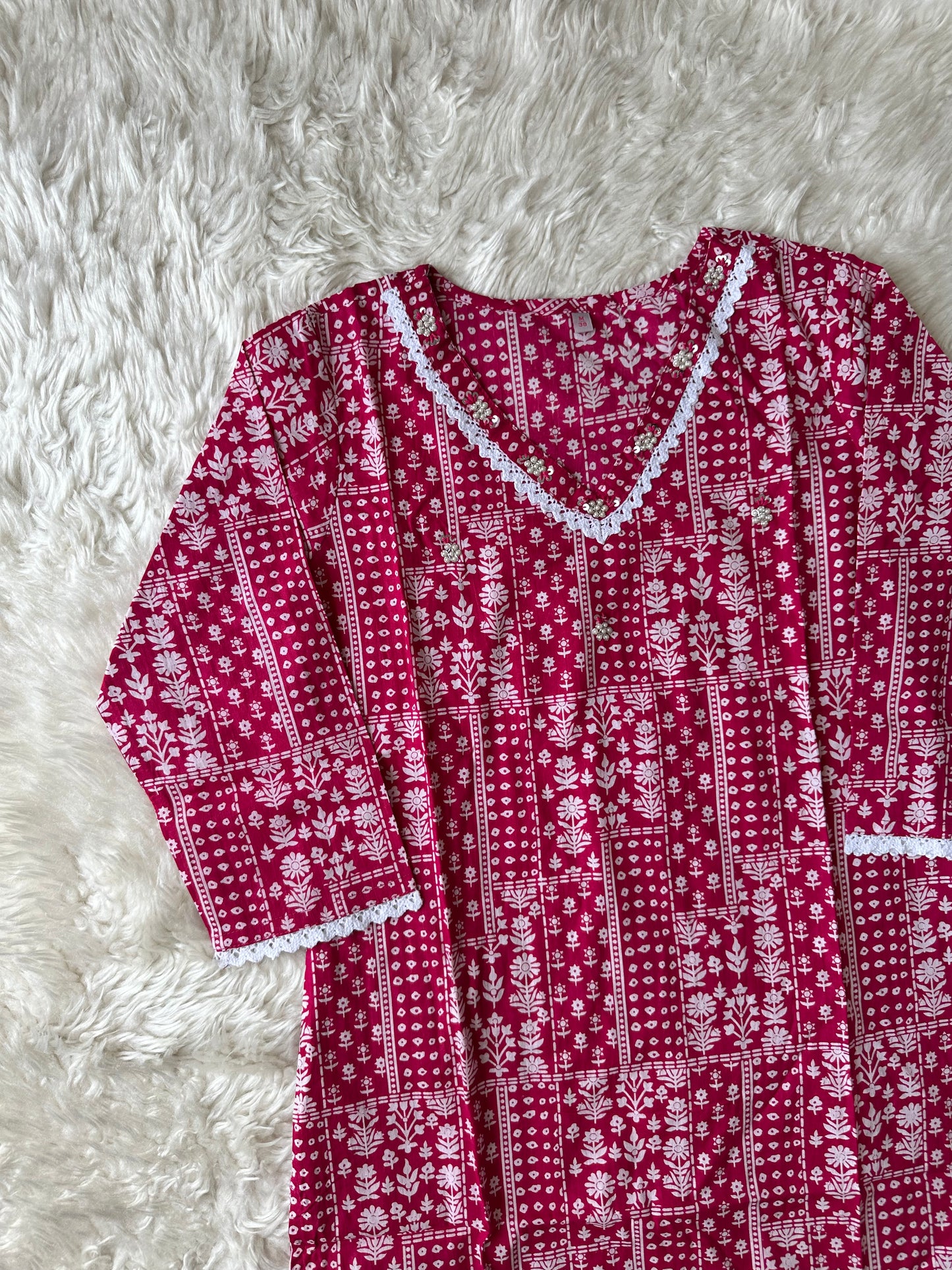 Premium Cotton Rani Pink ๐ Set