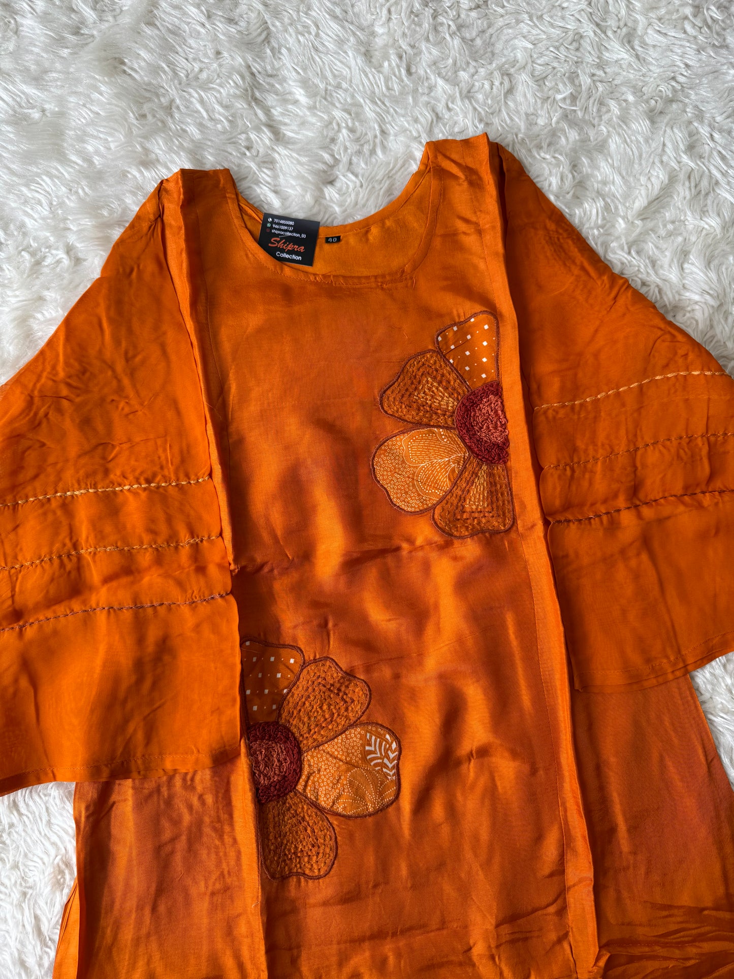 Russian Silk Kurti Pant Dupatta Set