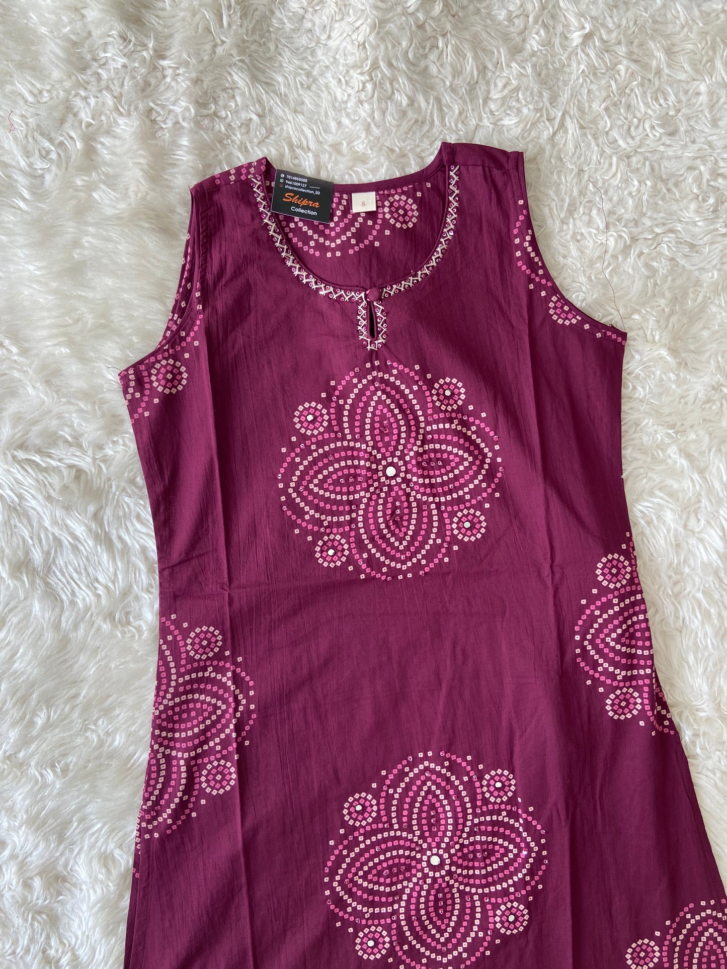 Pure Cotton Sleeveless Kurti Pant Set