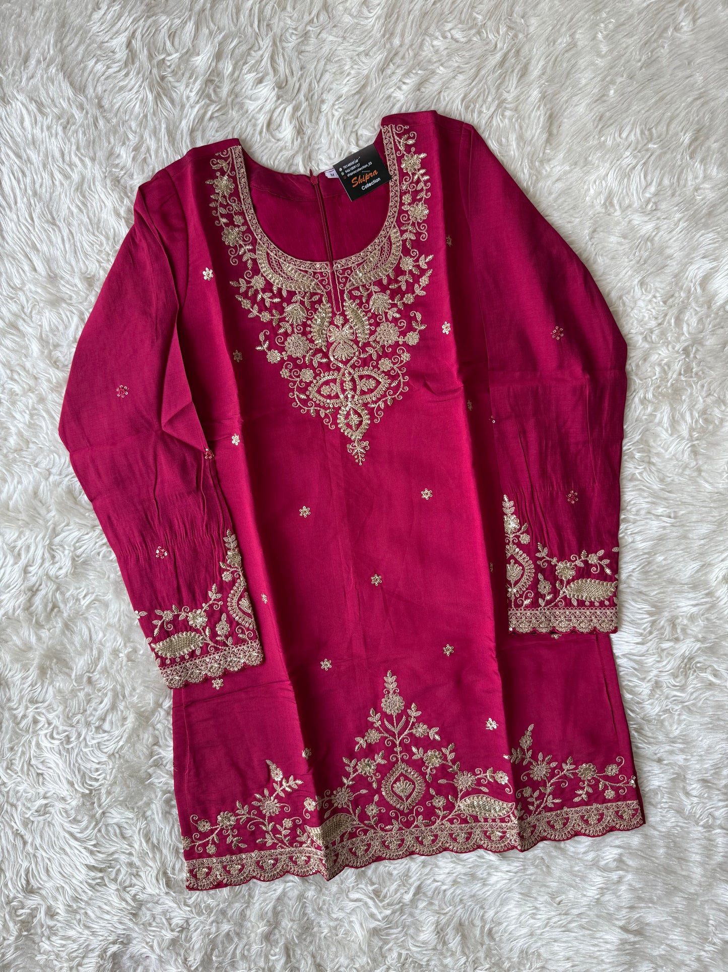 Muslin Silk Kurti Sharara Dupatta Set