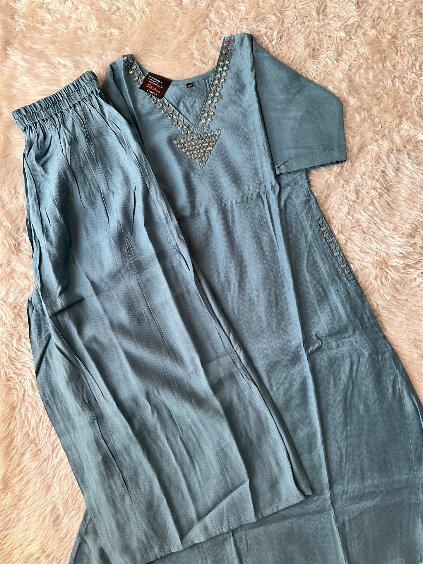 Pure Muslin Silk Kurti Plazo Set
