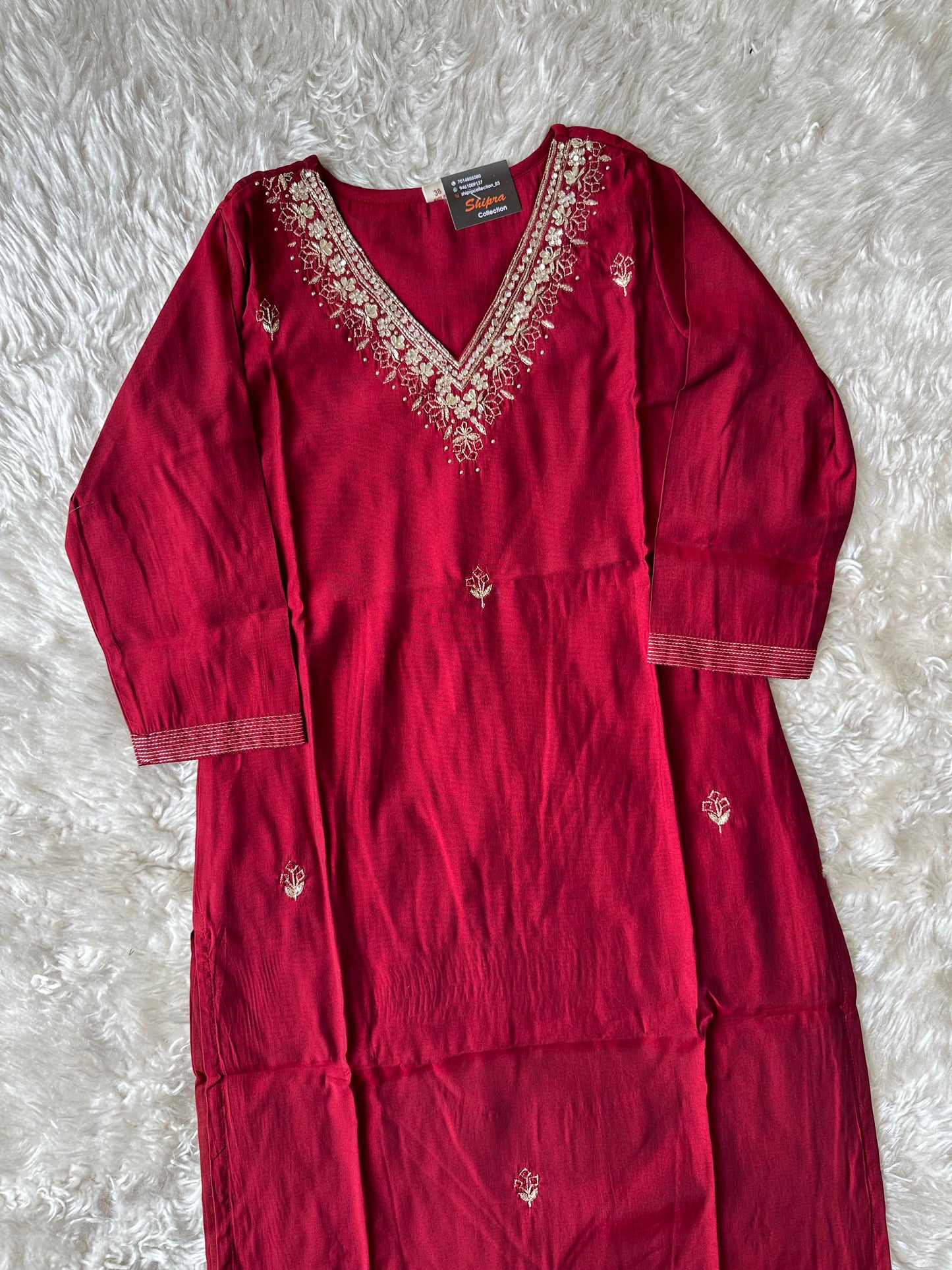 Pure Muslin Silk Kurti Pant Dupatta Set