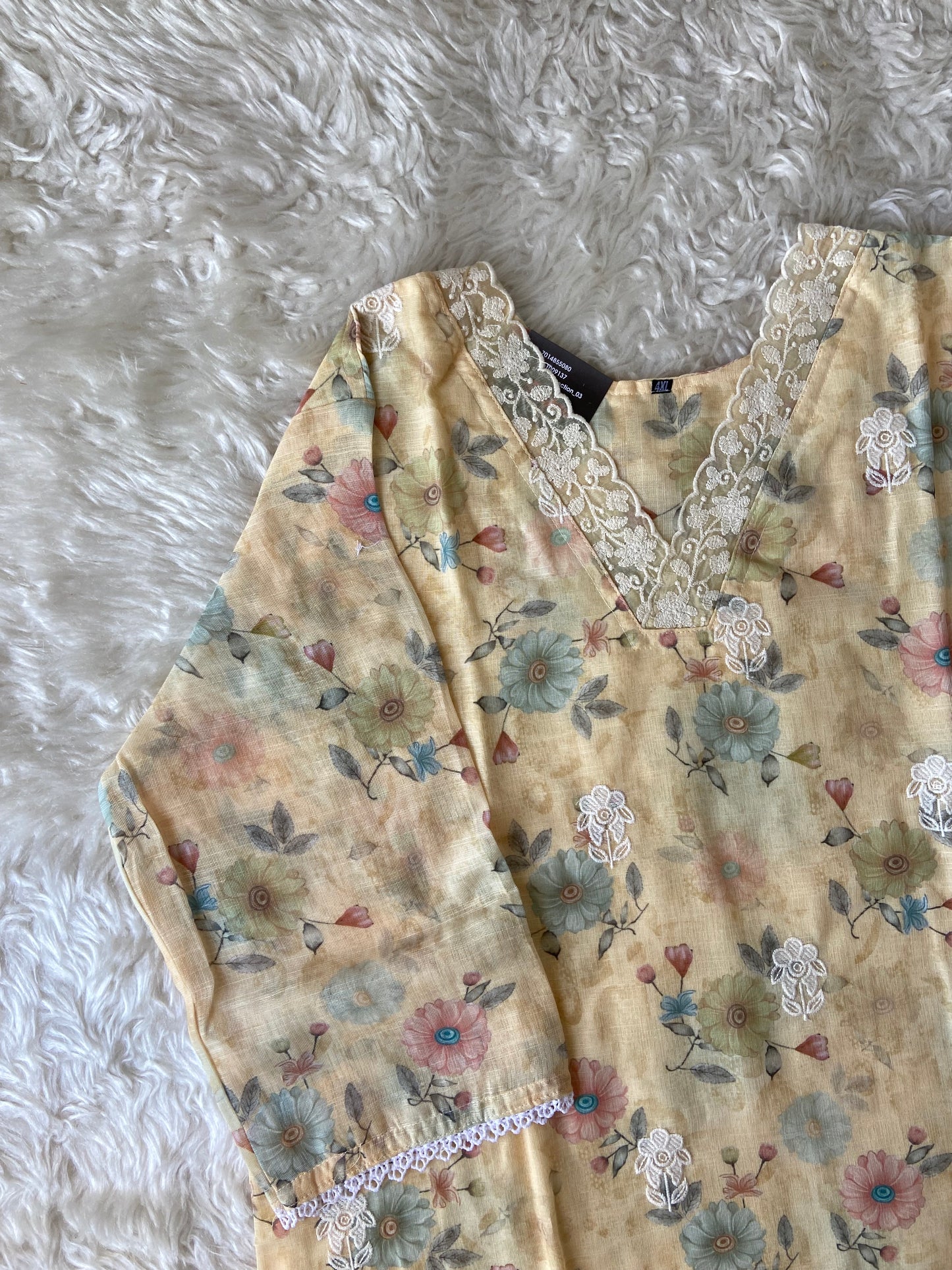 Plus Size Linen Kurti Pant Dupatta Set