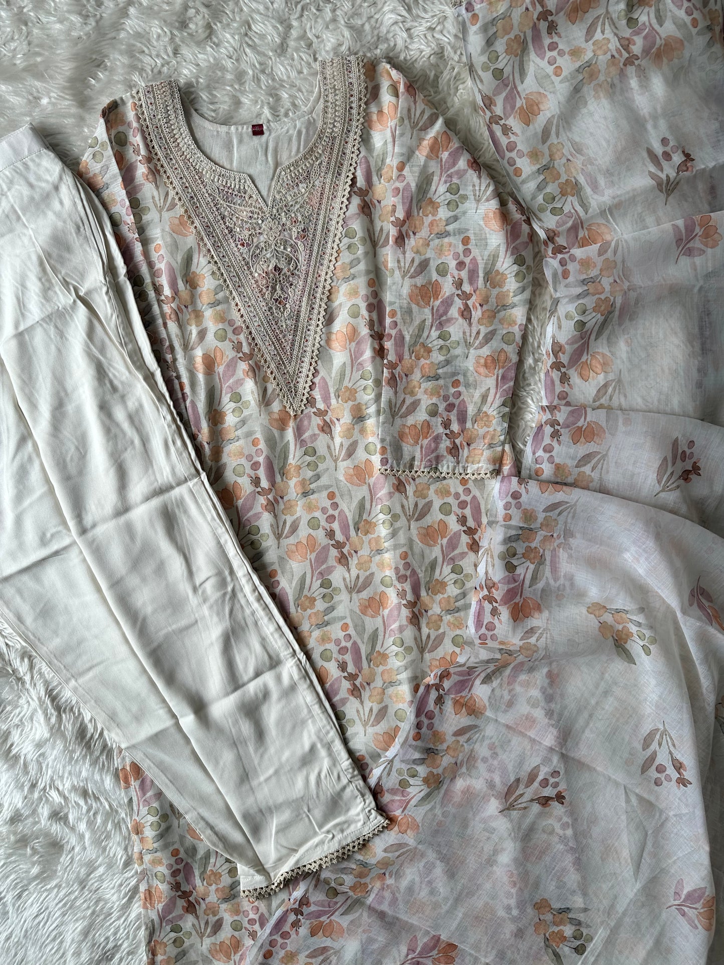Linen Kurti Pant Dupatta Set