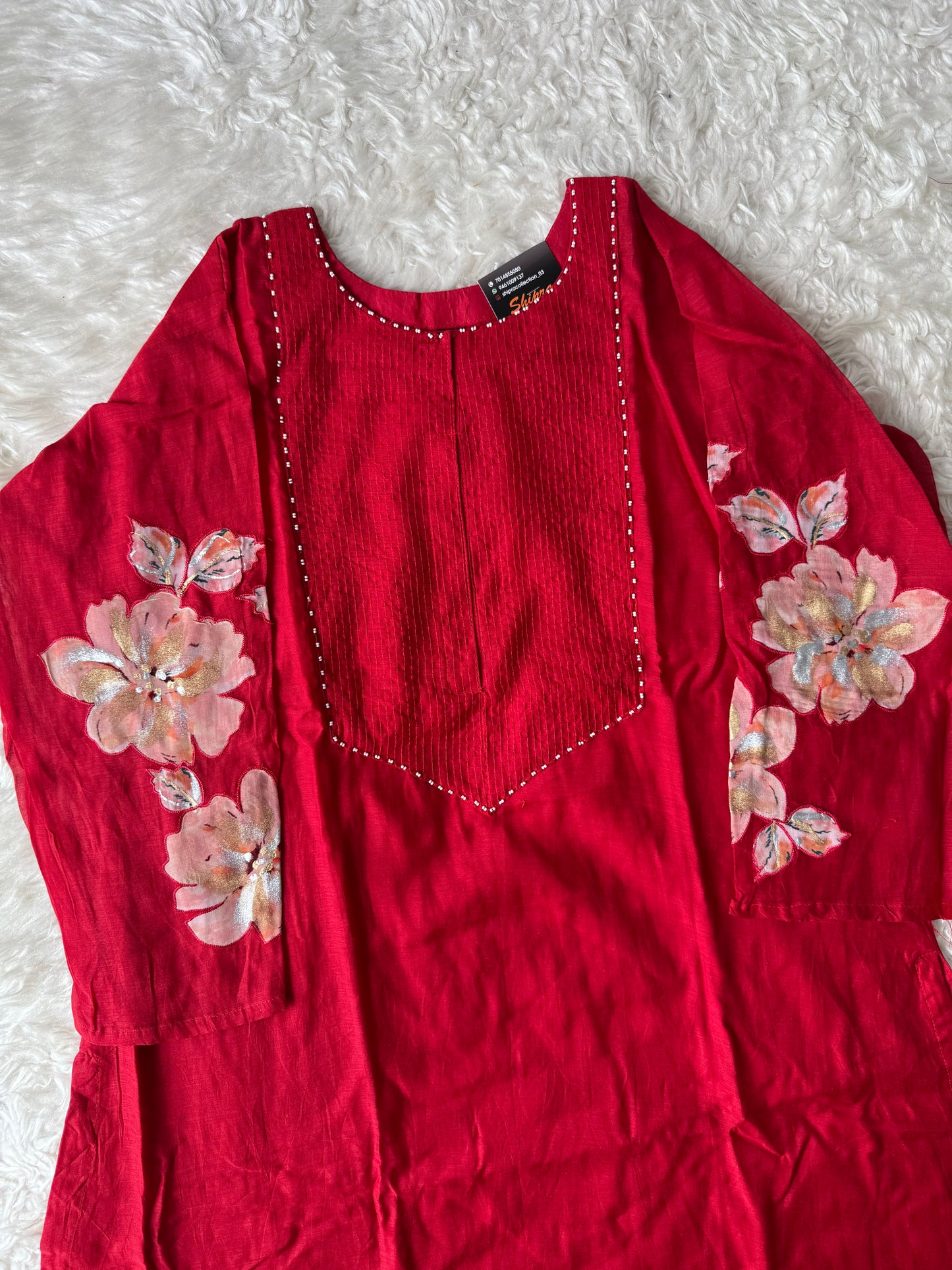 Plus Size Mul Chanderi Kurti Pant Dupatta Set
