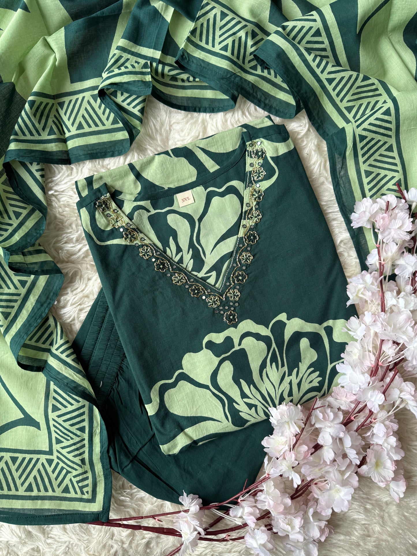 Premium Cotton Kurti Pant Dupatta Set