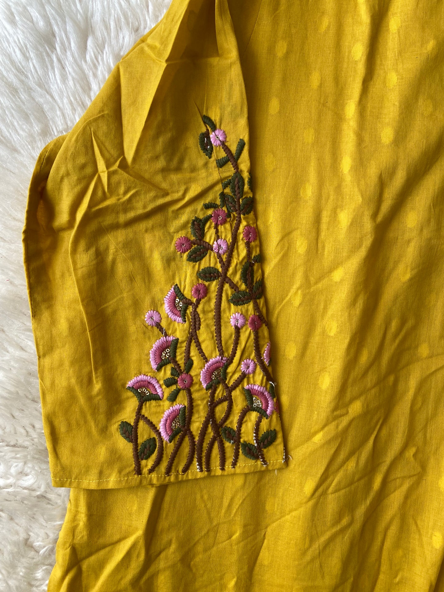 Premium Cotton Thread Work Kurti Pant Dupatta Set