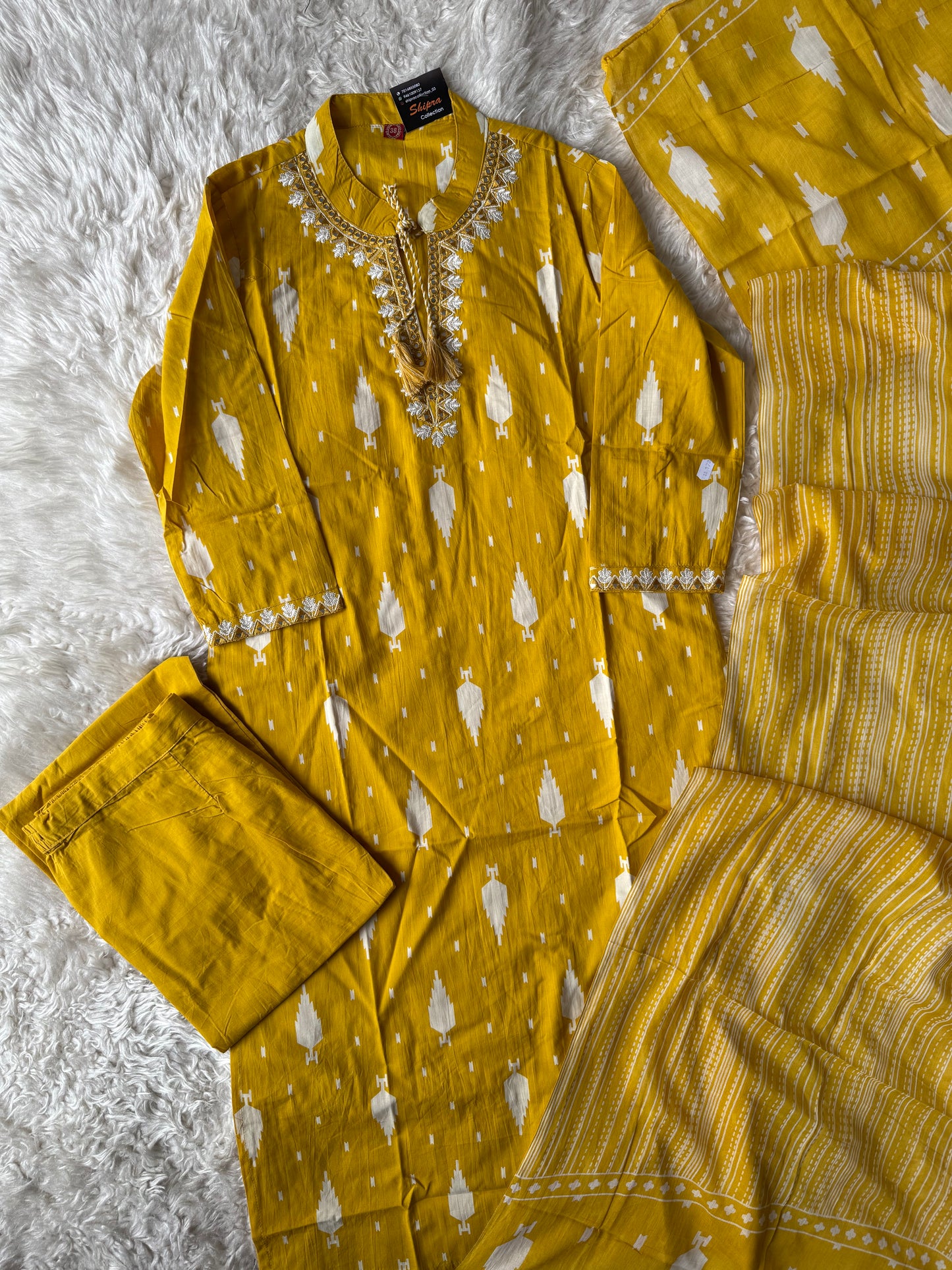 Pure Cotton Kurti Pant Dupatta Set