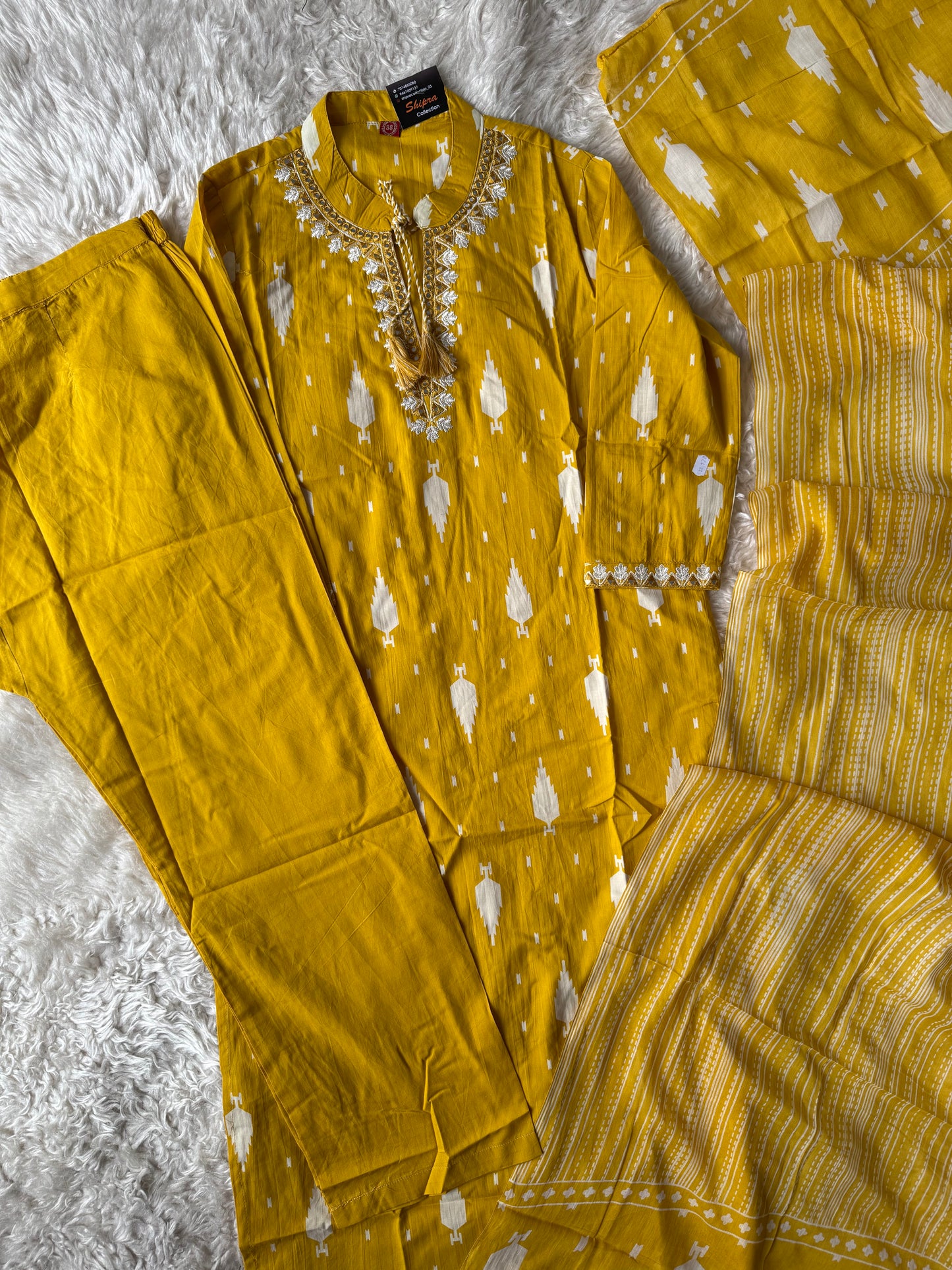 Pure Cotton Kurti Pant Dupatta Set