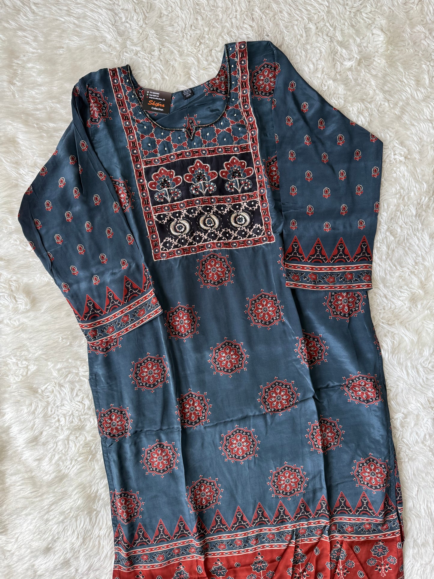 Crepe Silk Kurti Pant Dupatta Set