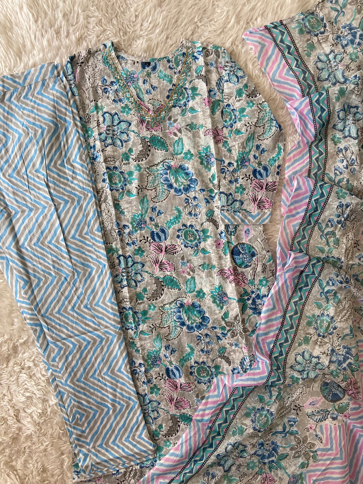 Budget Friendly Kurti Pant Dupatta Set
