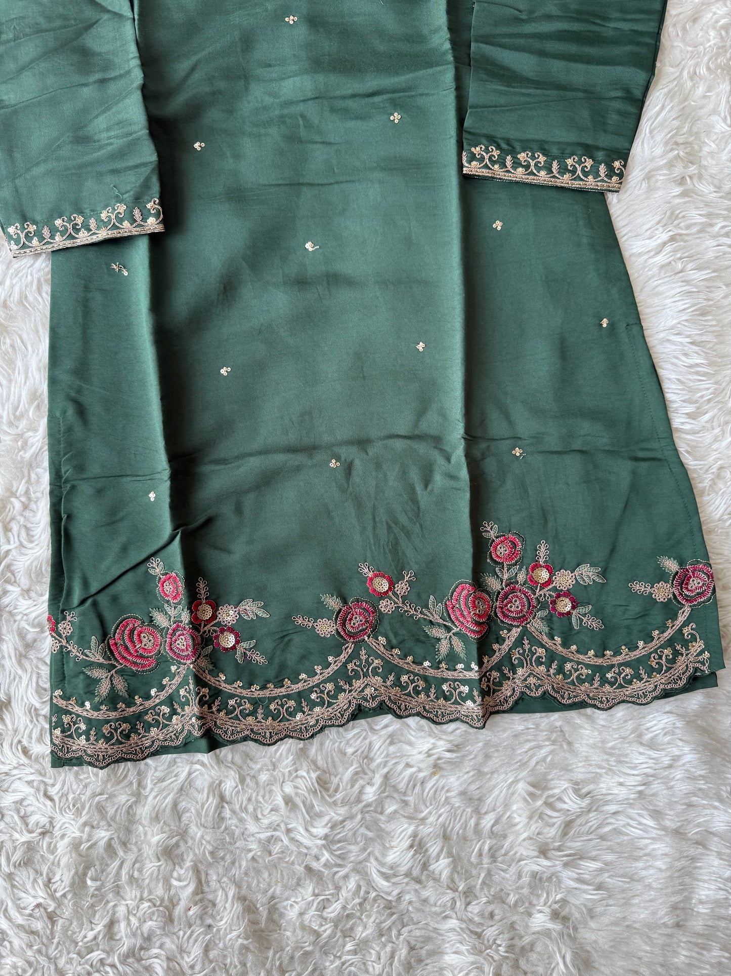 Muslin Silk Kurti Sharara Dupatta Set