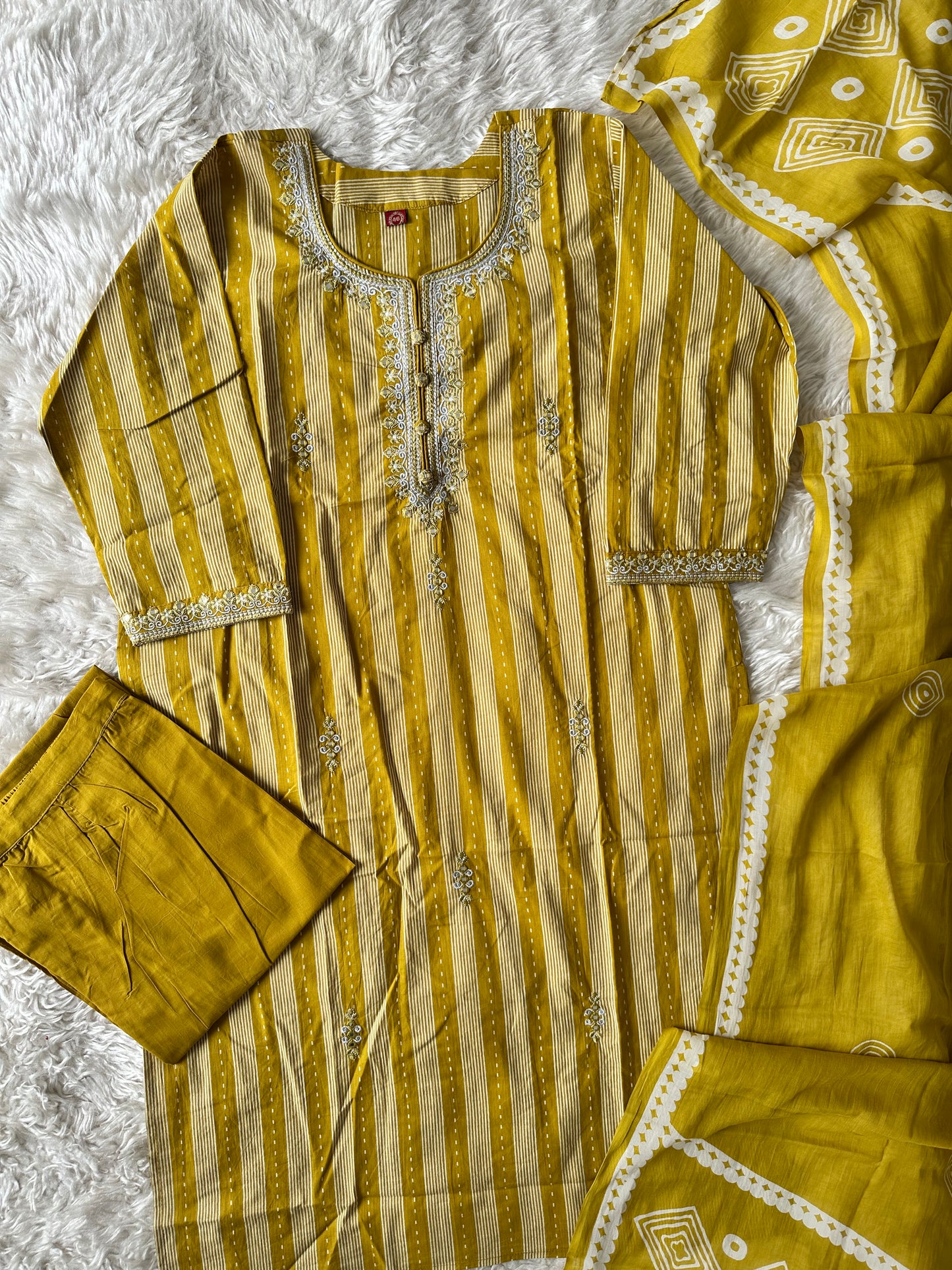 Pure Cotton Kurti Pant Dupatta Set