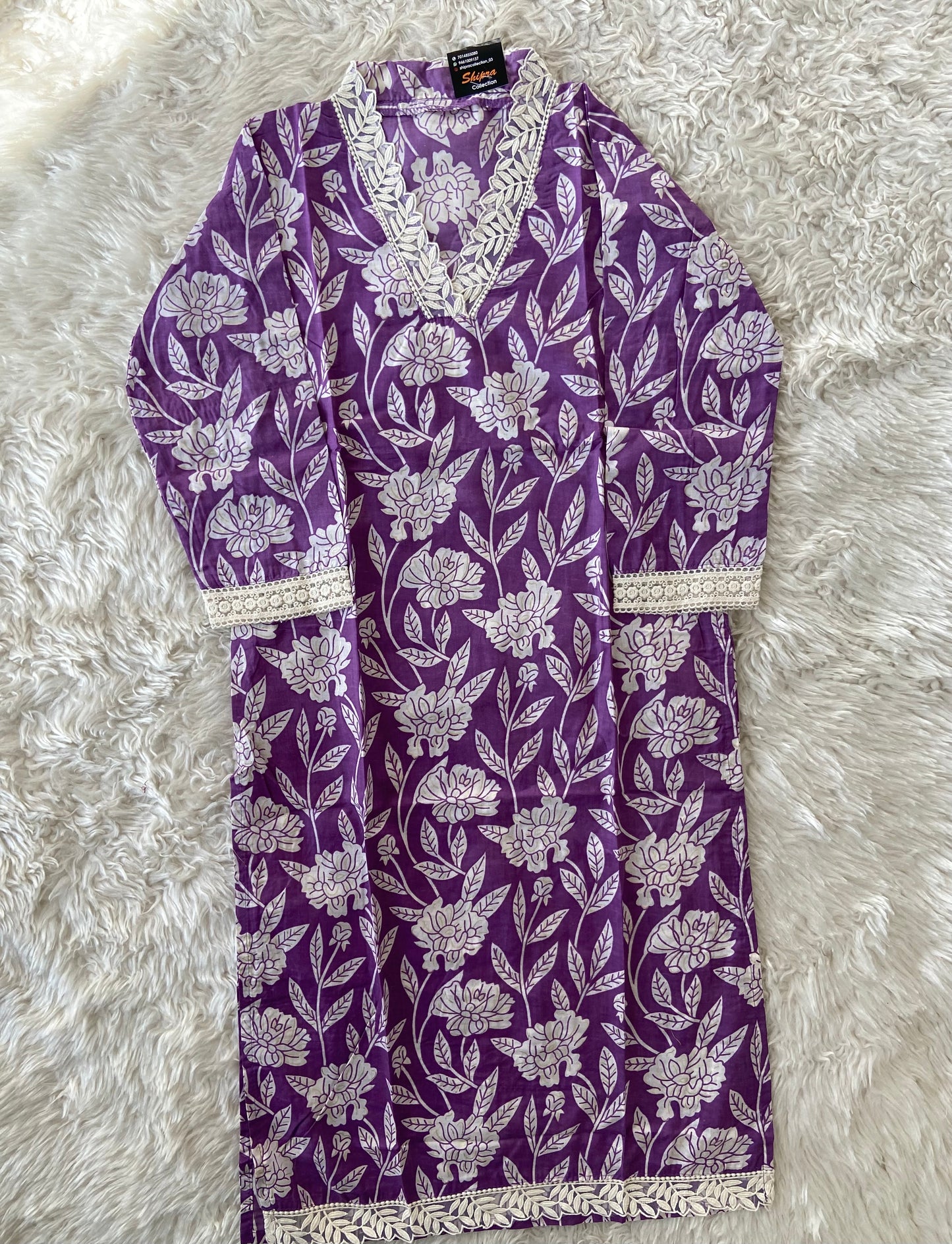 Lace Details Kurti Pant Dupatta Set