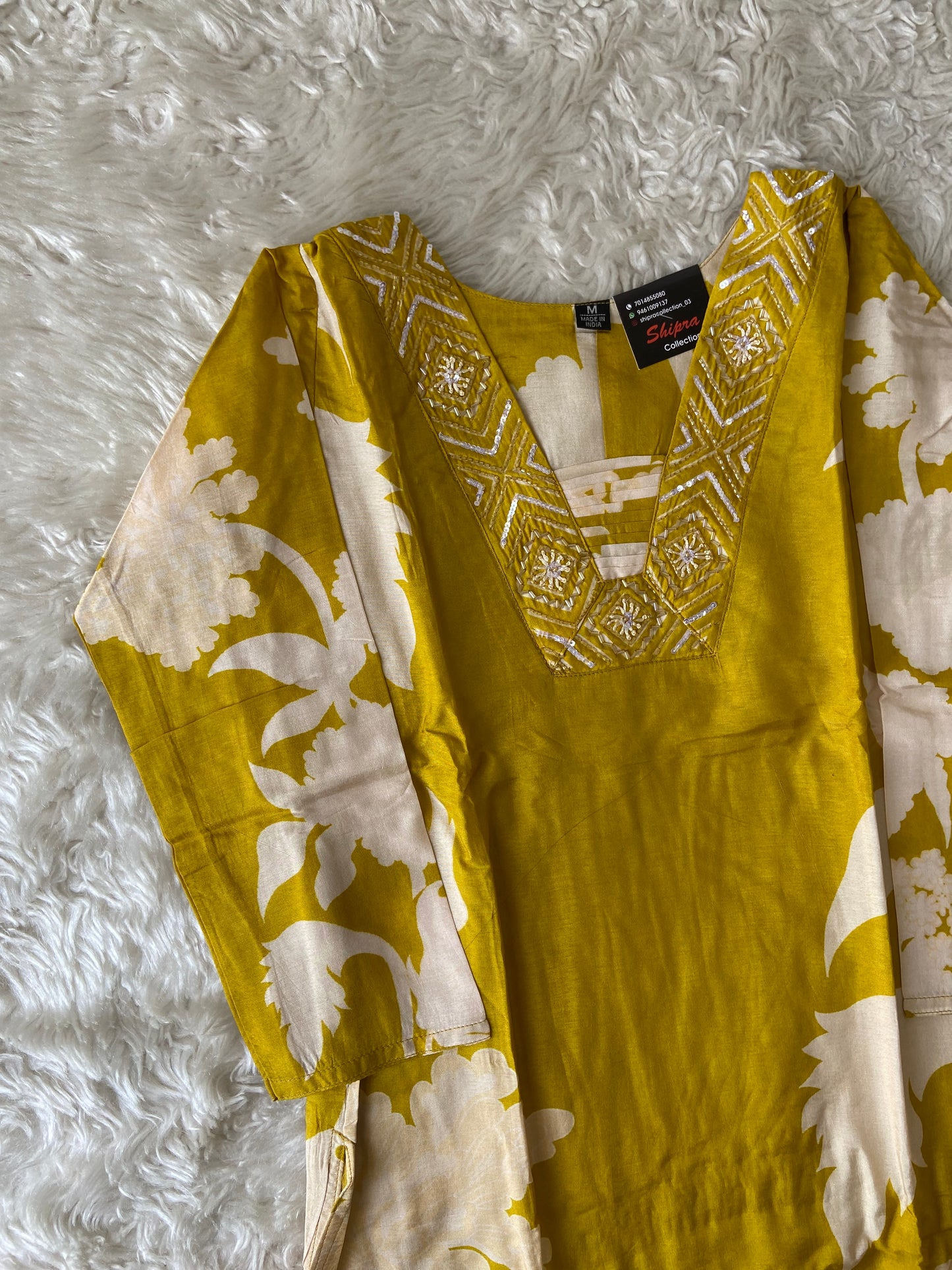 Russian Silk Kurti Pant Dupatta Set
