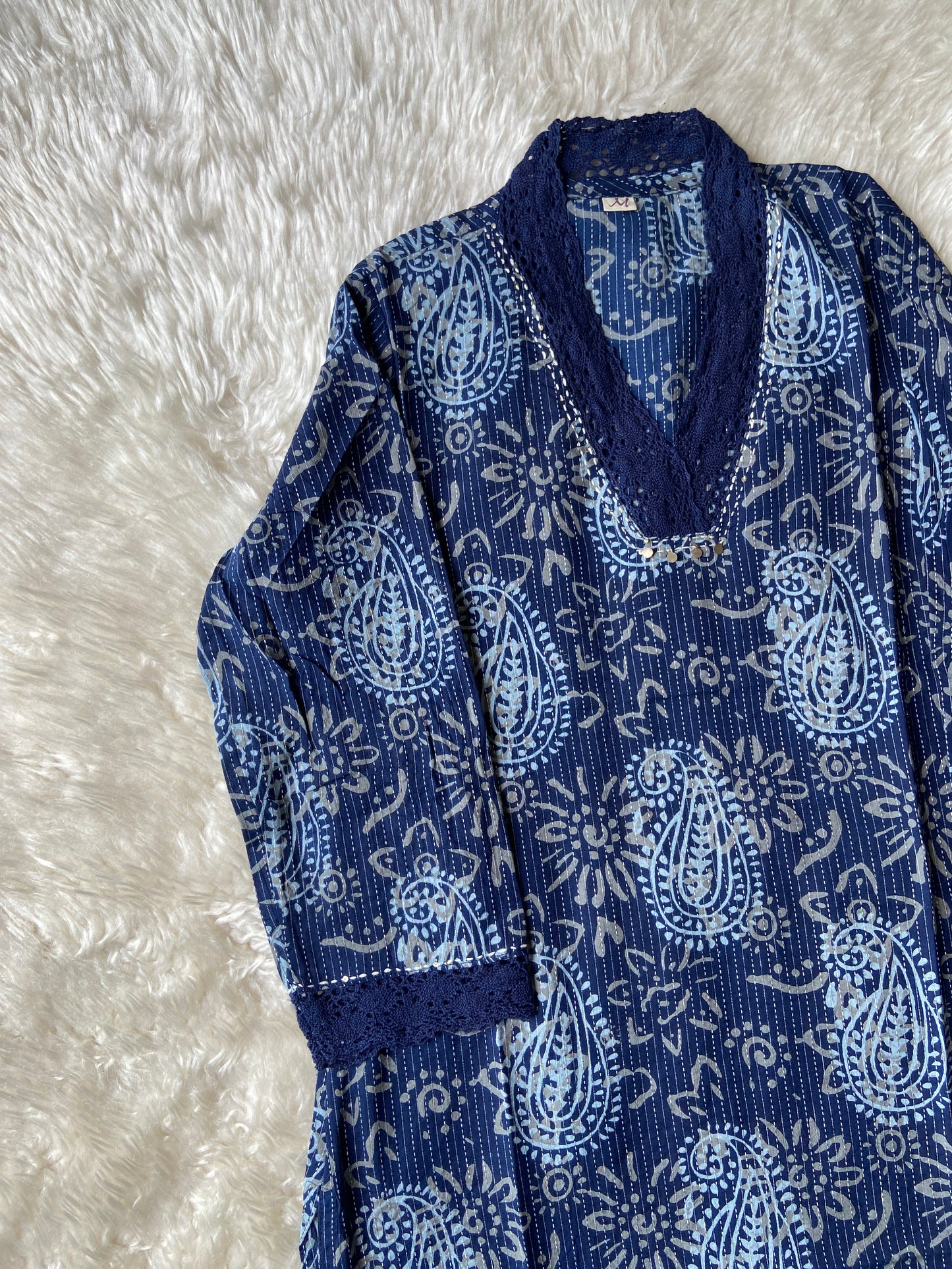 V-Neck Lace Details Kurti