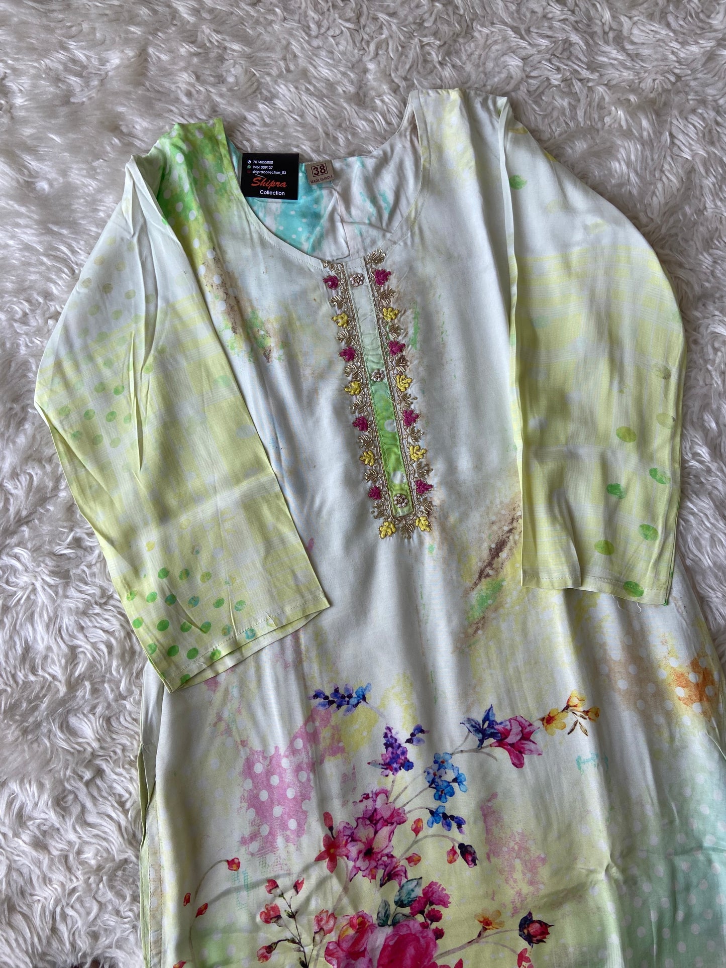 Pure Muslin Silk Kurti Pant Dupatta Set
