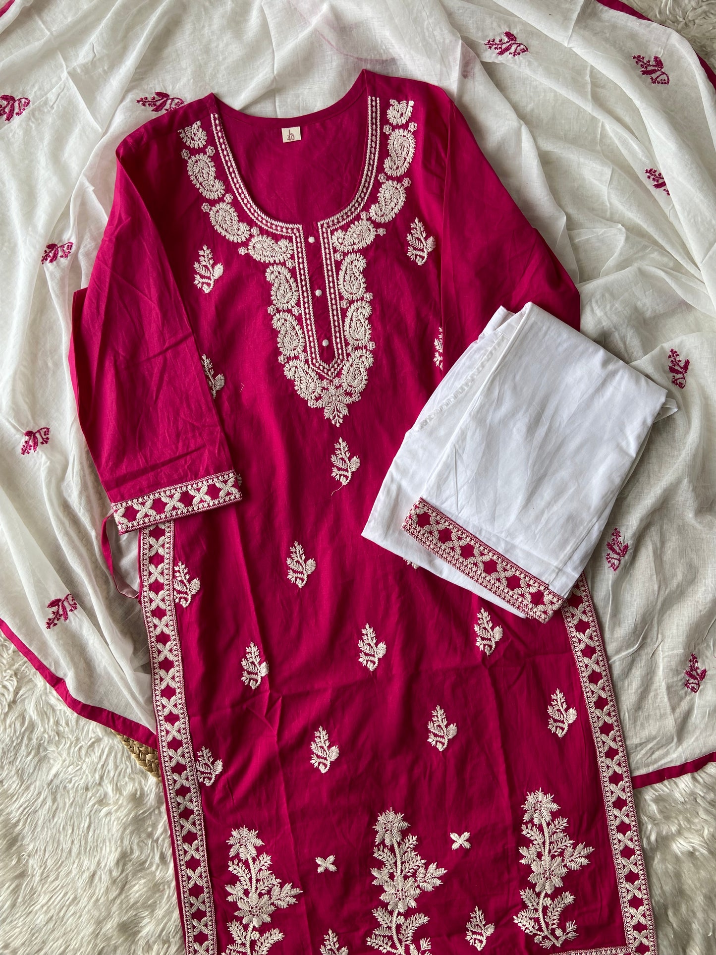 Pure Cotton Kurti Pant Dupatta Set