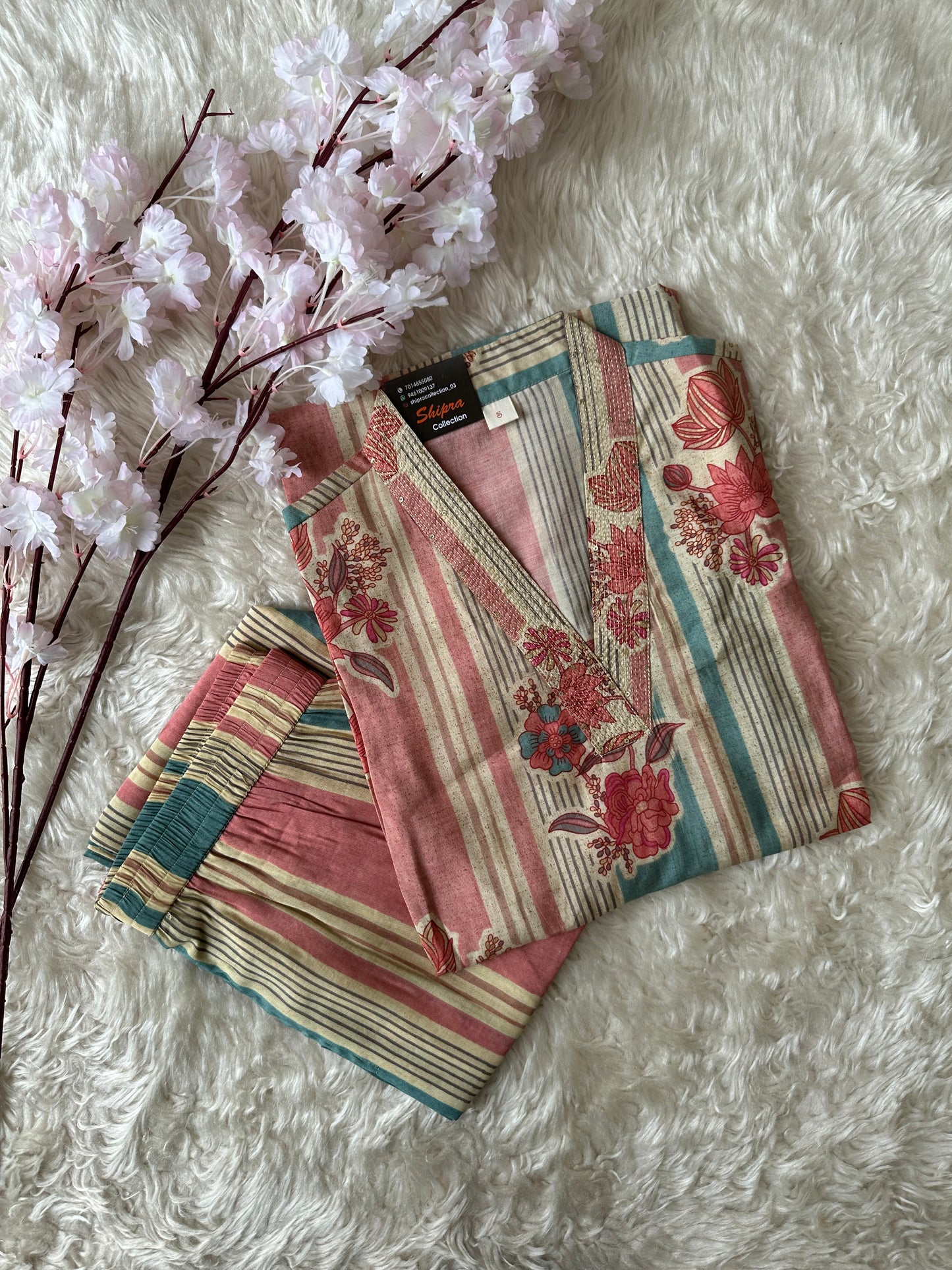 Pure Muslin Silk Kurti Pant Set