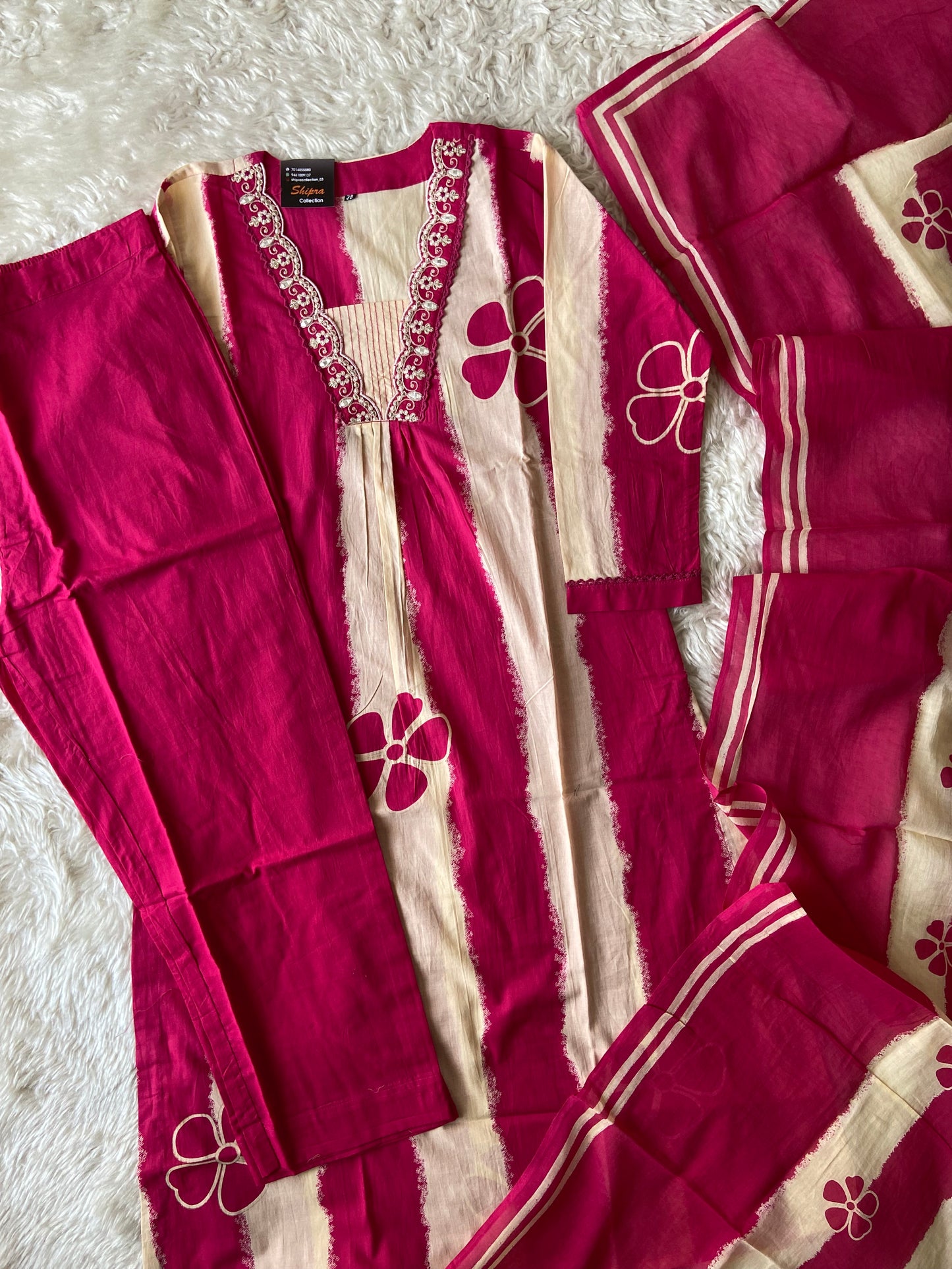 Premium Cotton Kurti Pant Dupatta Set