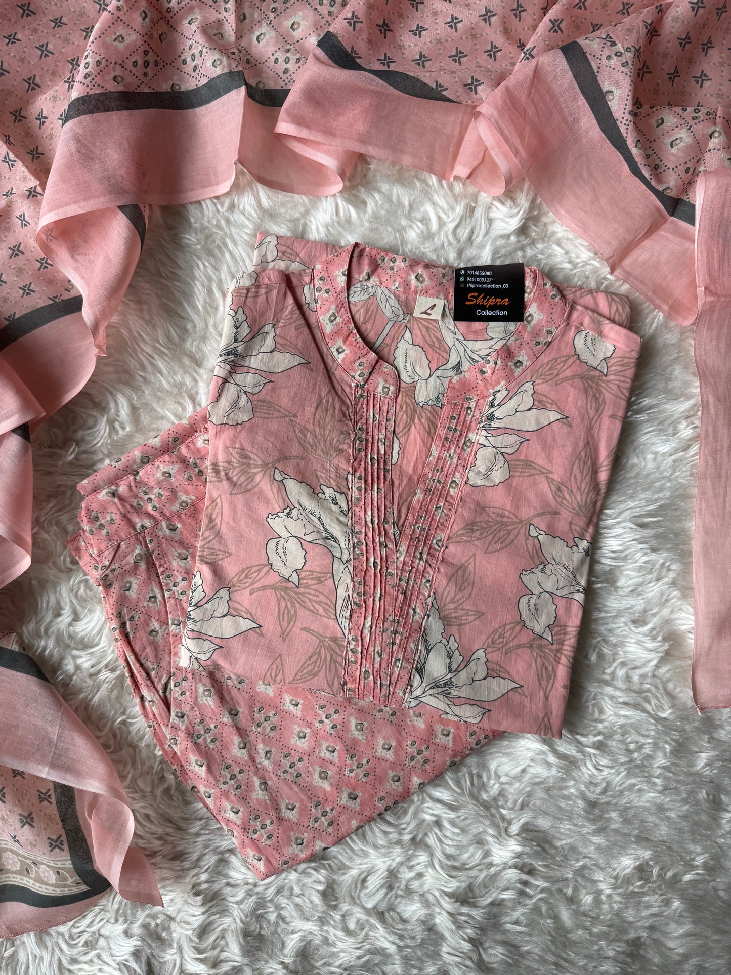 Pure Cotton Kurti Pant Dupatta Set