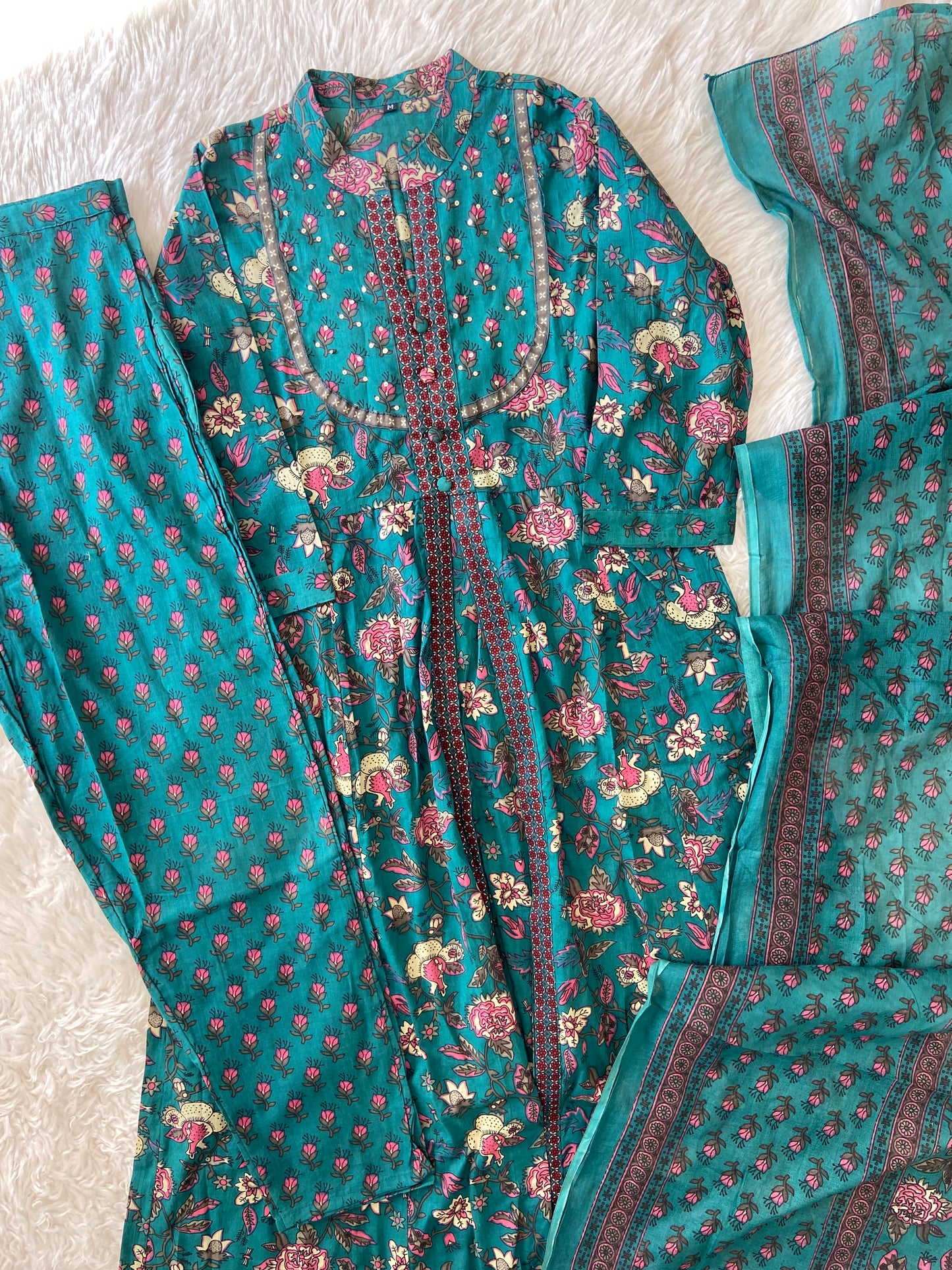 Budget Friendly Flare Kurti Pant Dupatta Set