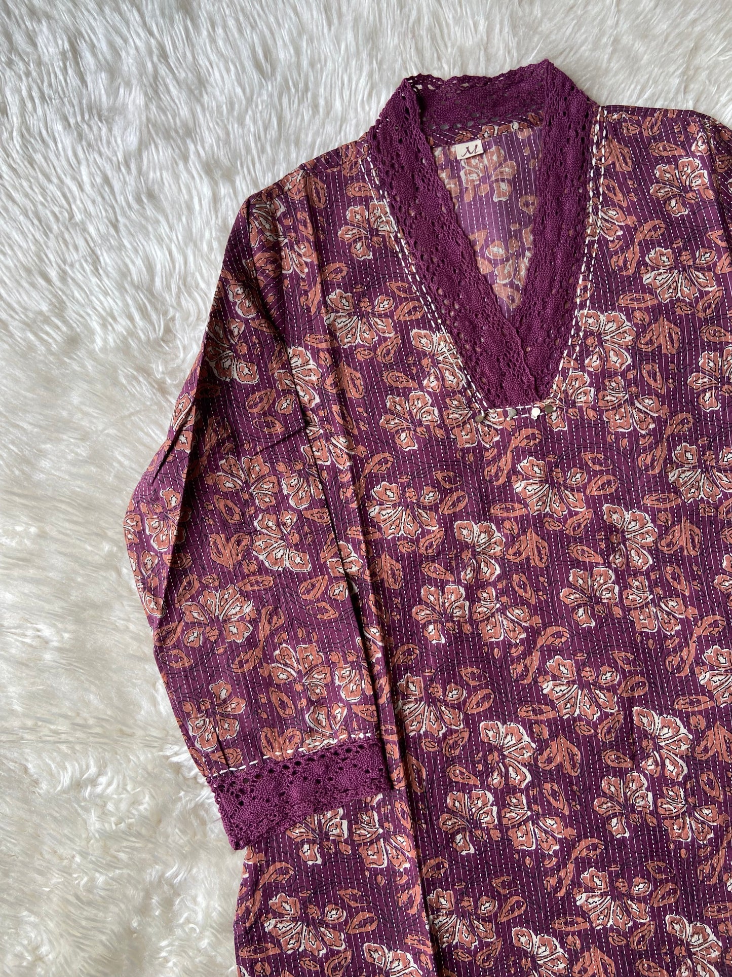 V-Neck Lace Details Kurti