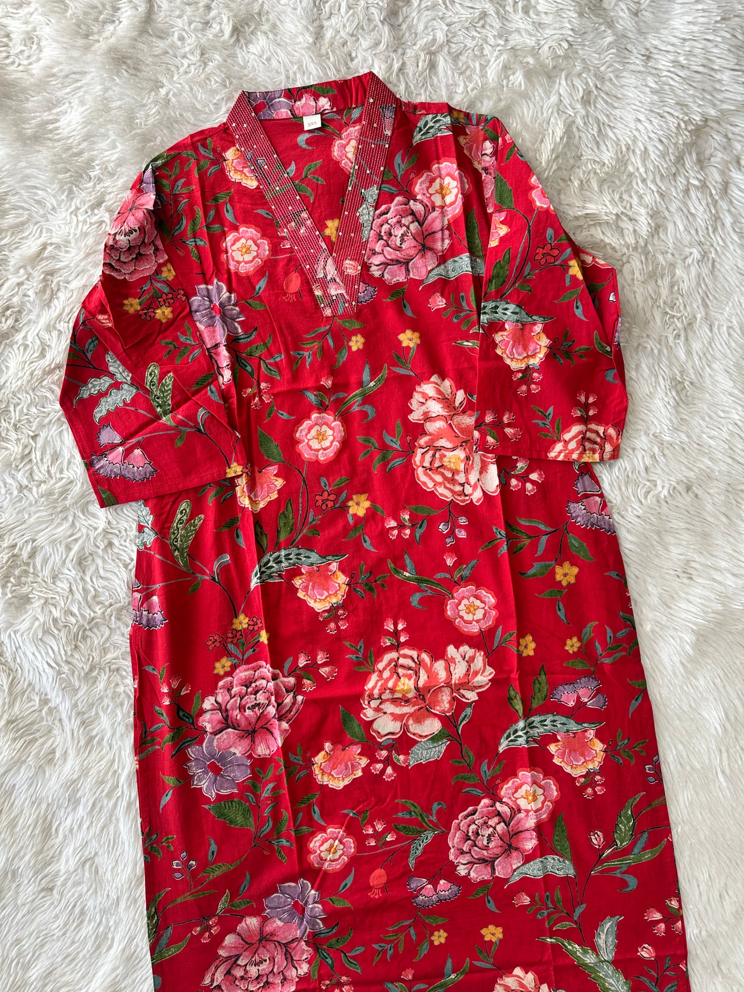 Premium Cotton V- Neck Kurti