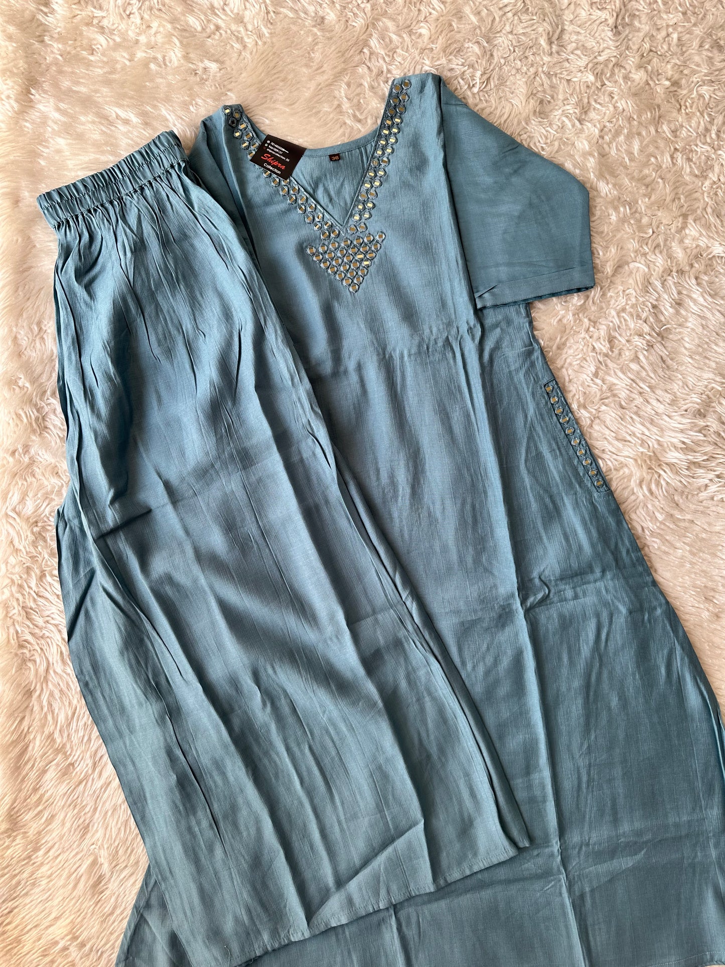 Pure Muslin Silk Kurti Plazo Set