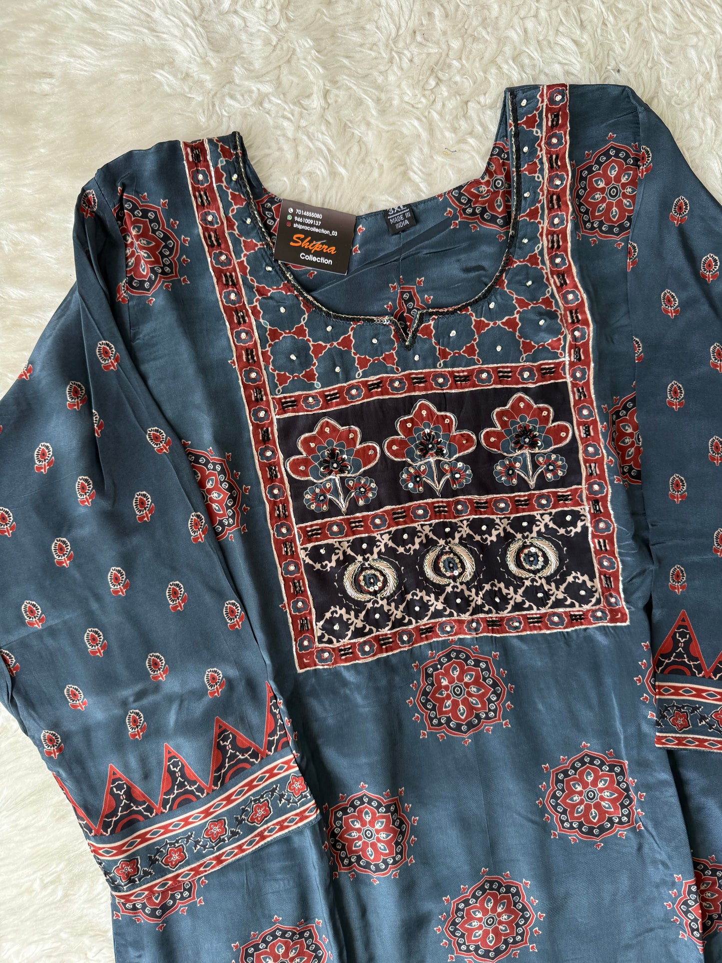 Crepe Silk Kurti Pant Dupatta Set