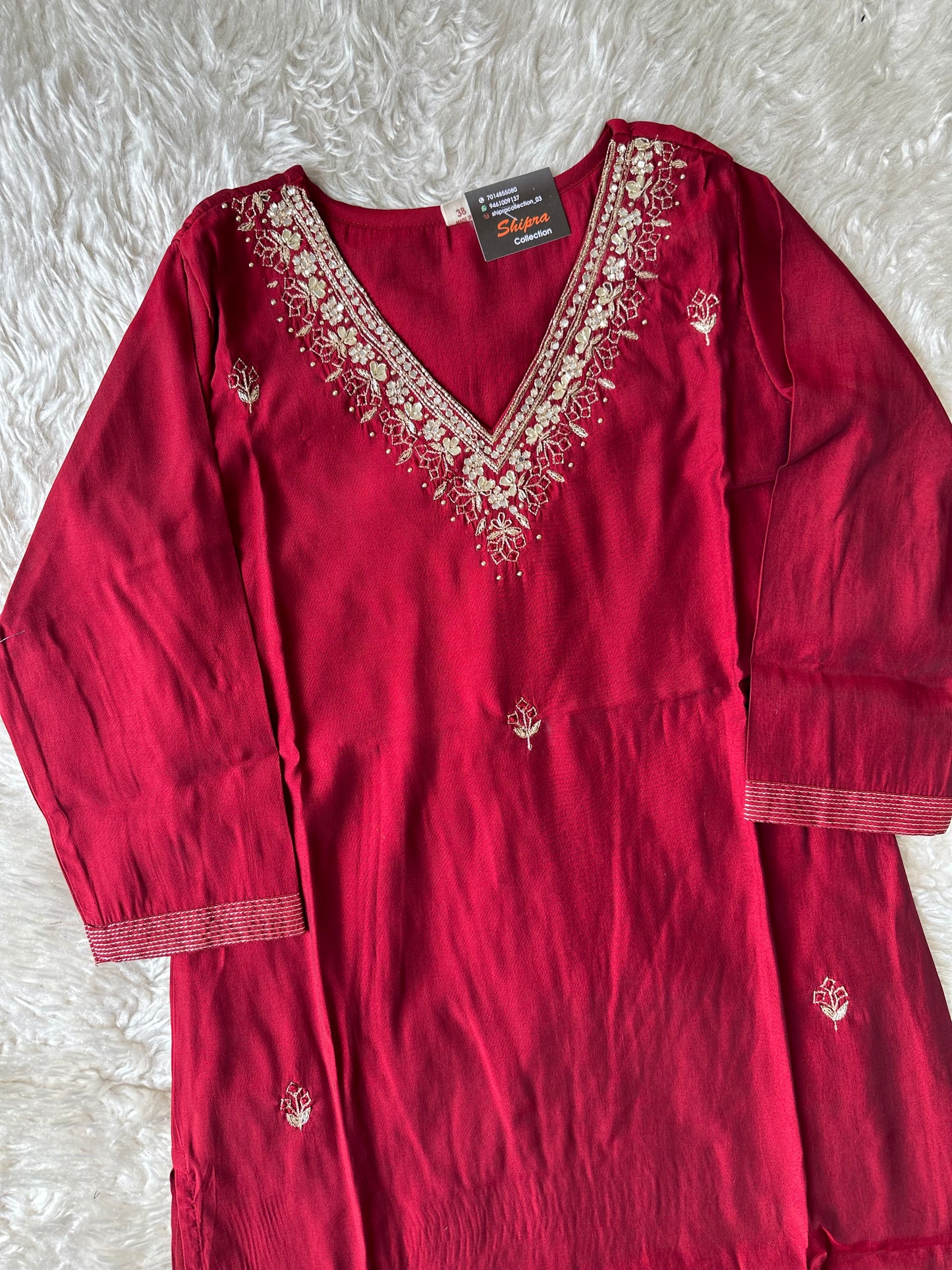Pure Muslin Silk Kurti Pant Dupatta Set