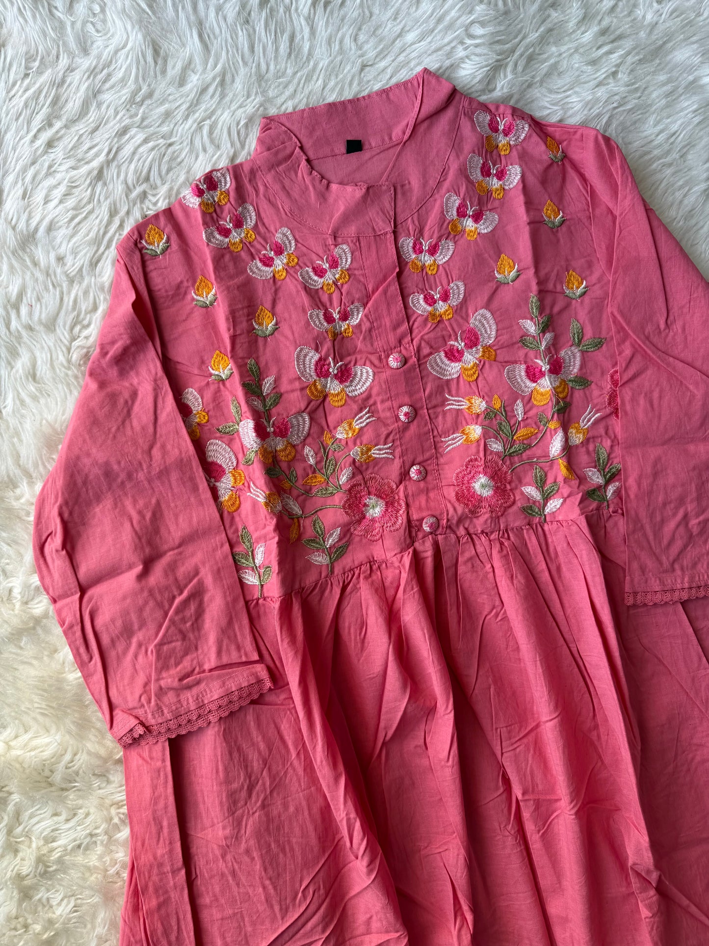 Cotton Thread Work Kurti Pant Set