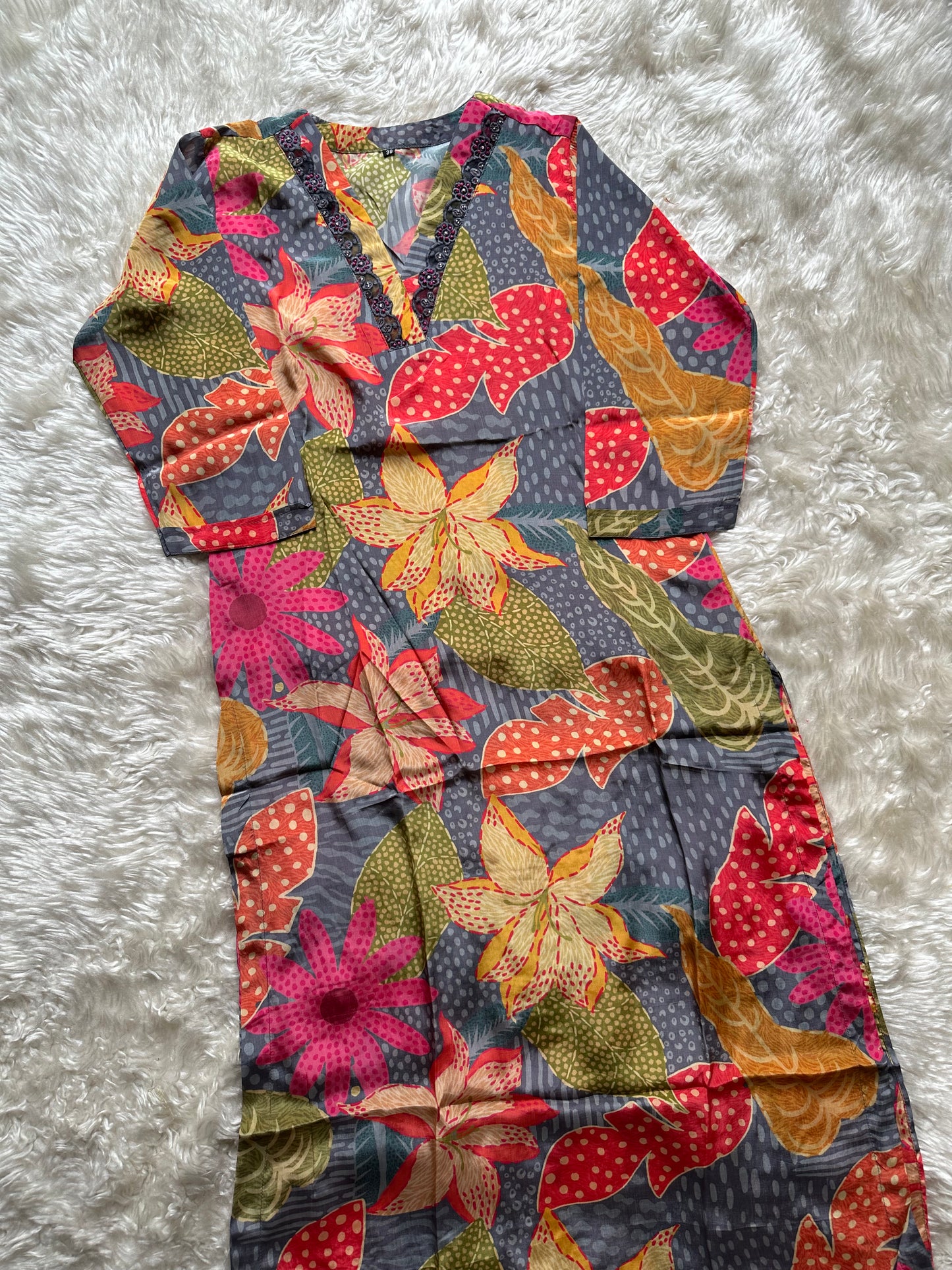 Crepe Silk Kurti Pant Set