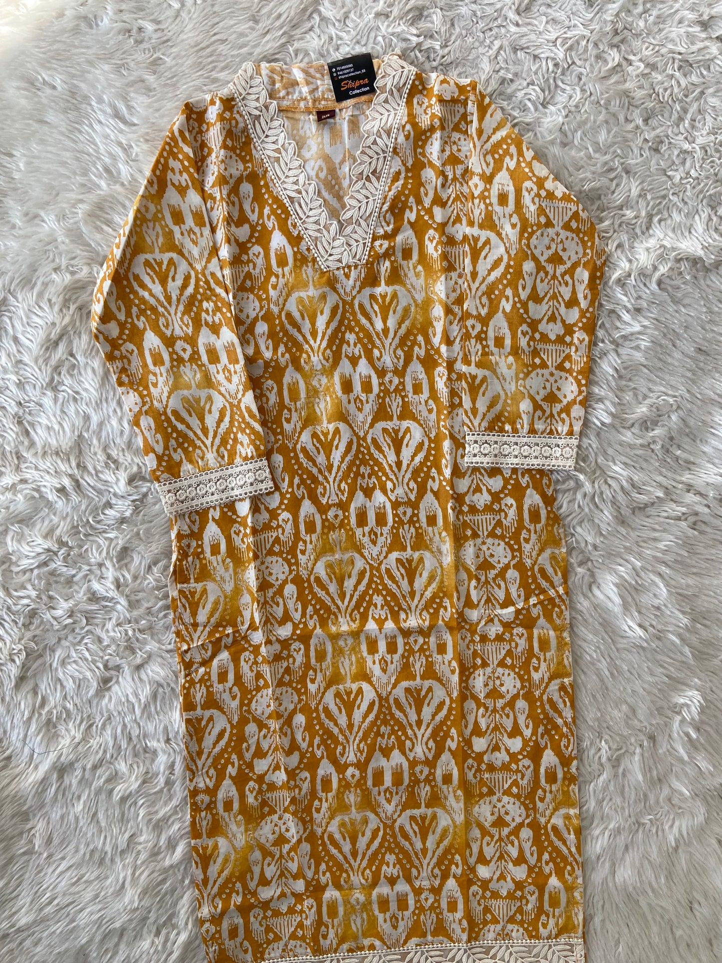 Lace Details Kurti Pant Dupatta Set