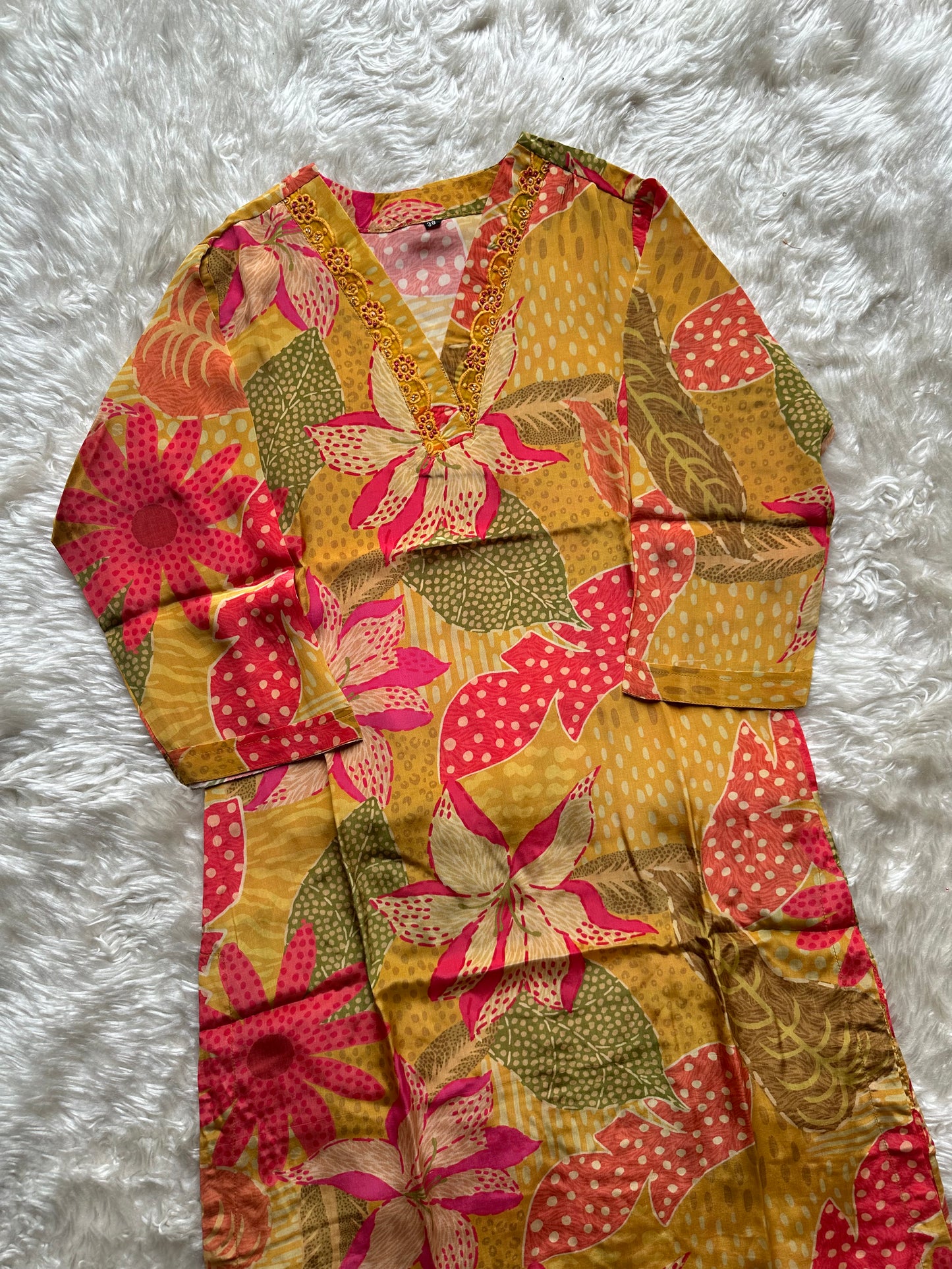 Crepe Silk Kurti Pant Set