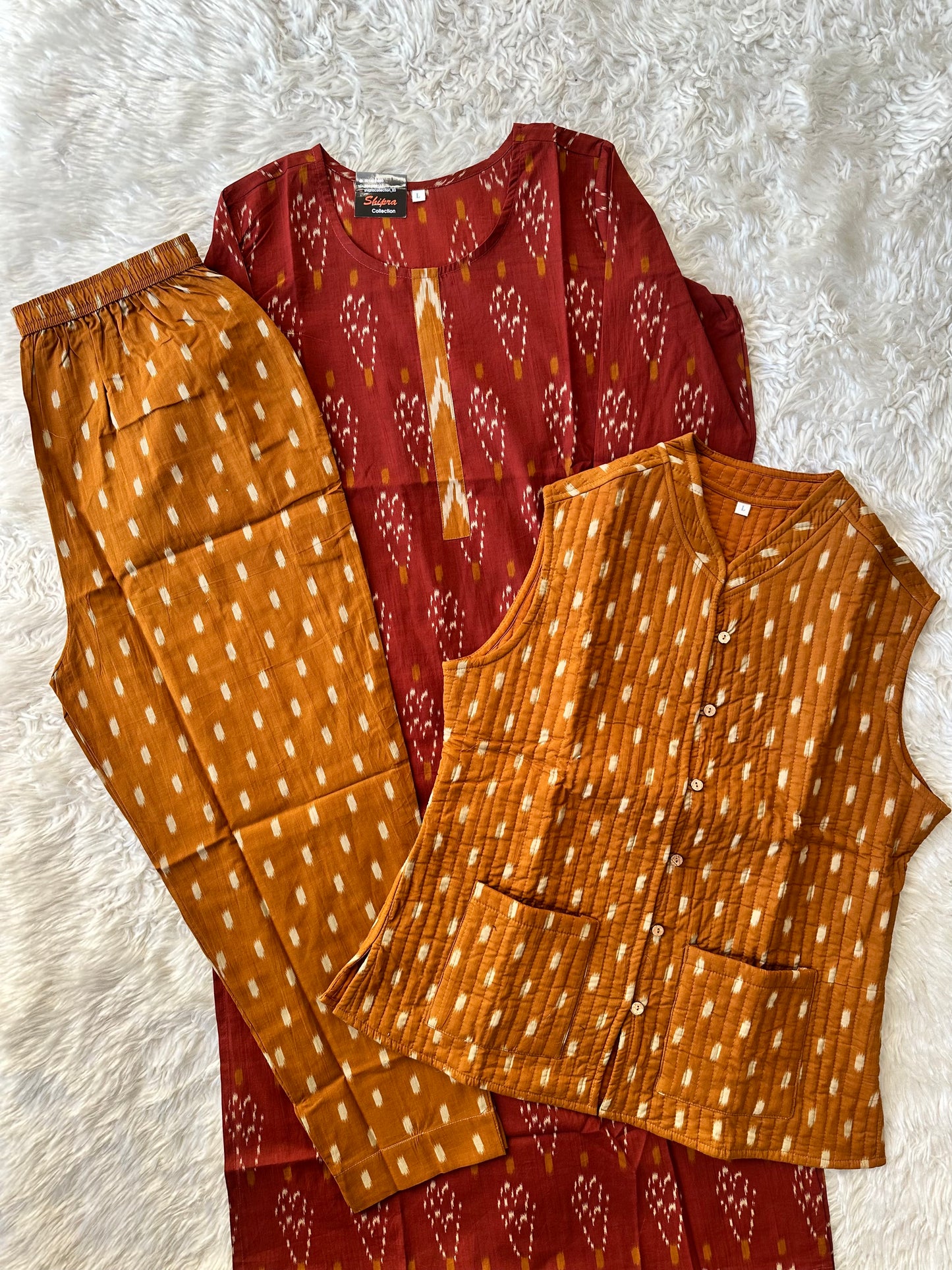 Premium Cotton Kurti Pant Jacket Set