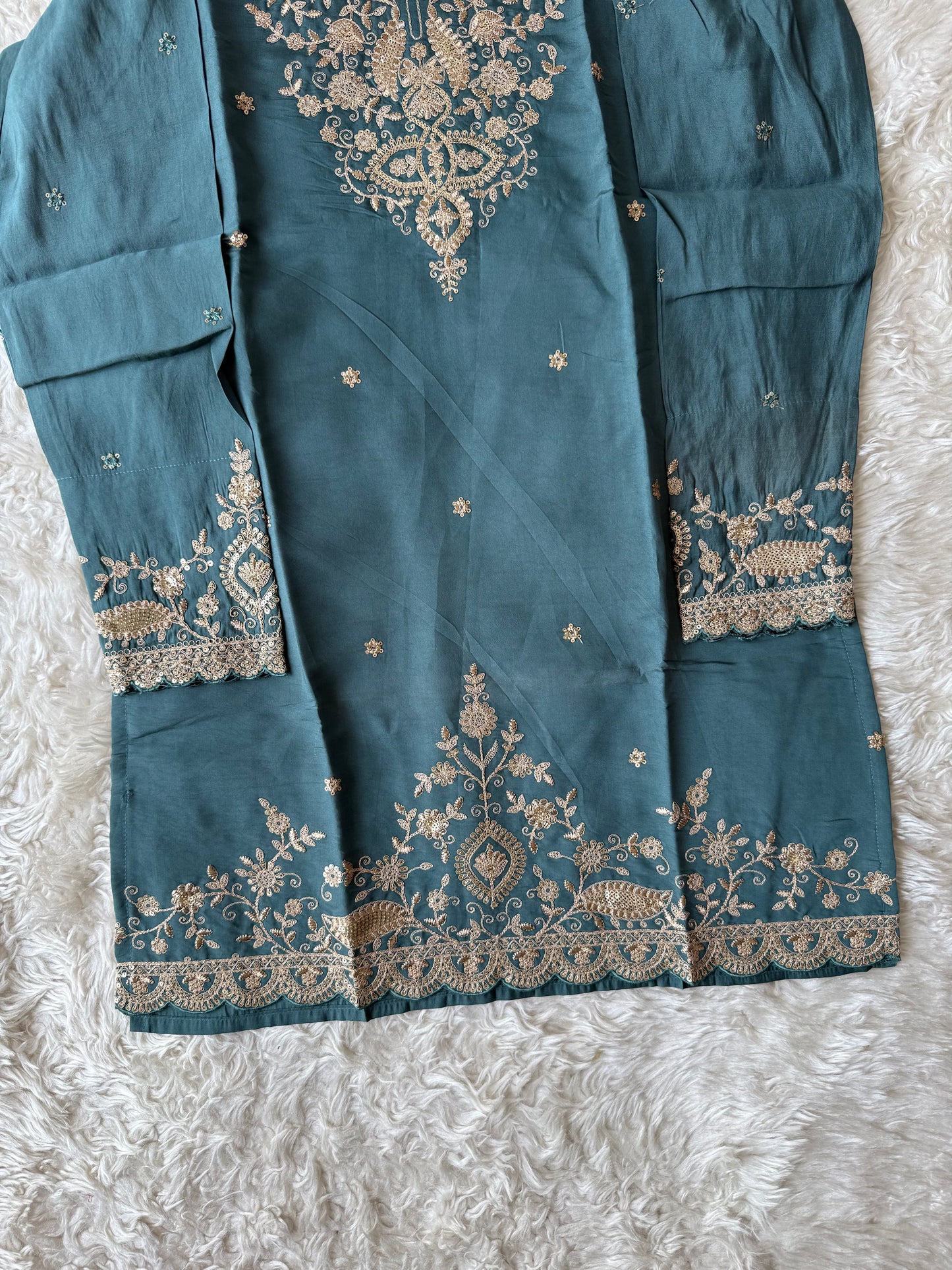 Muslin Silk Kurti Sharara Dupatta Set