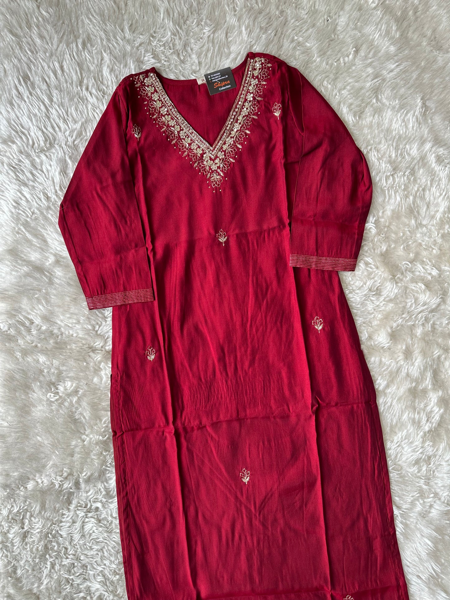 Pure Muslin Silk Kurti Pant Dupatta Set