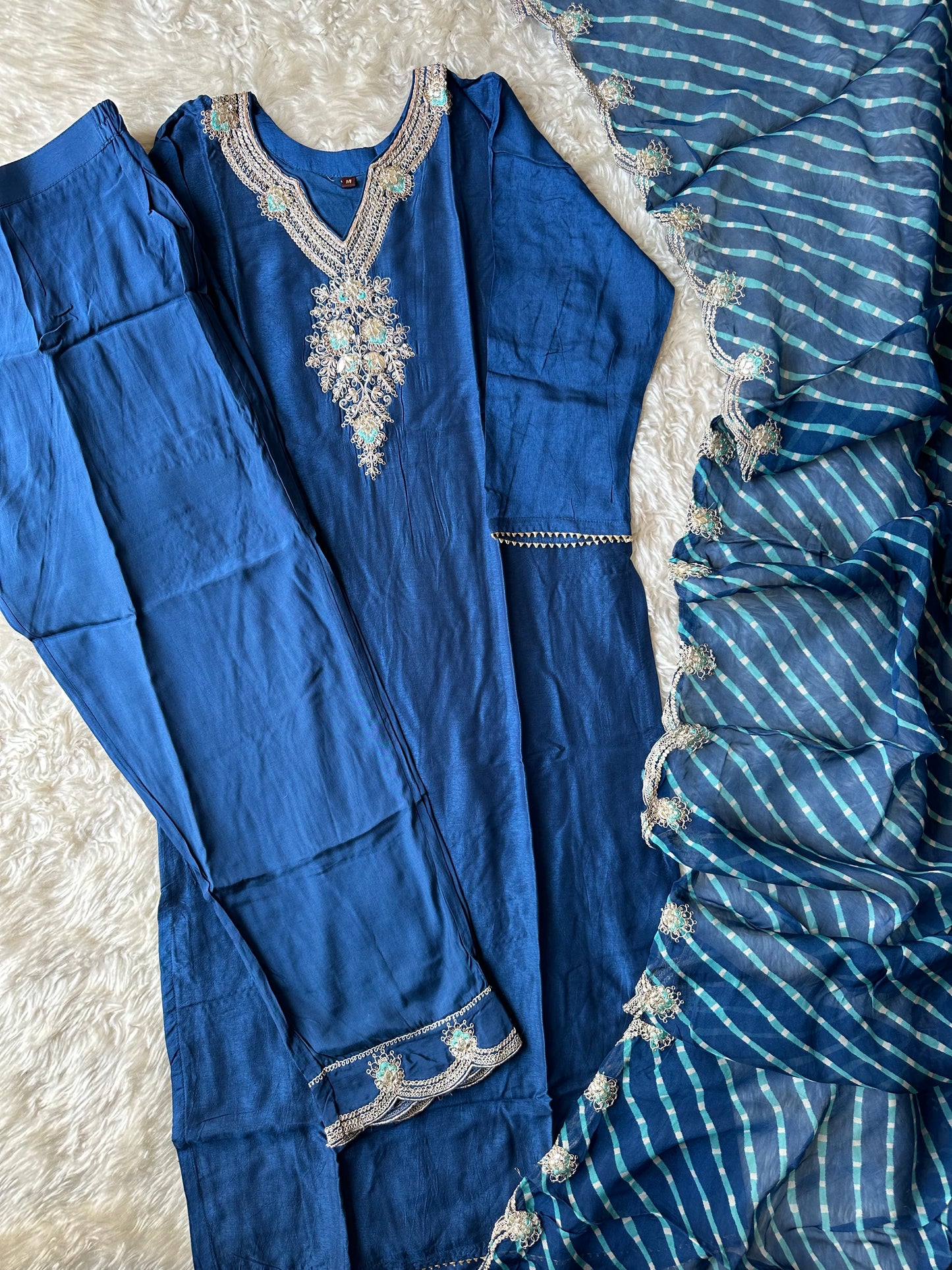 Pure Silk Kurti Pant Dupatta Set