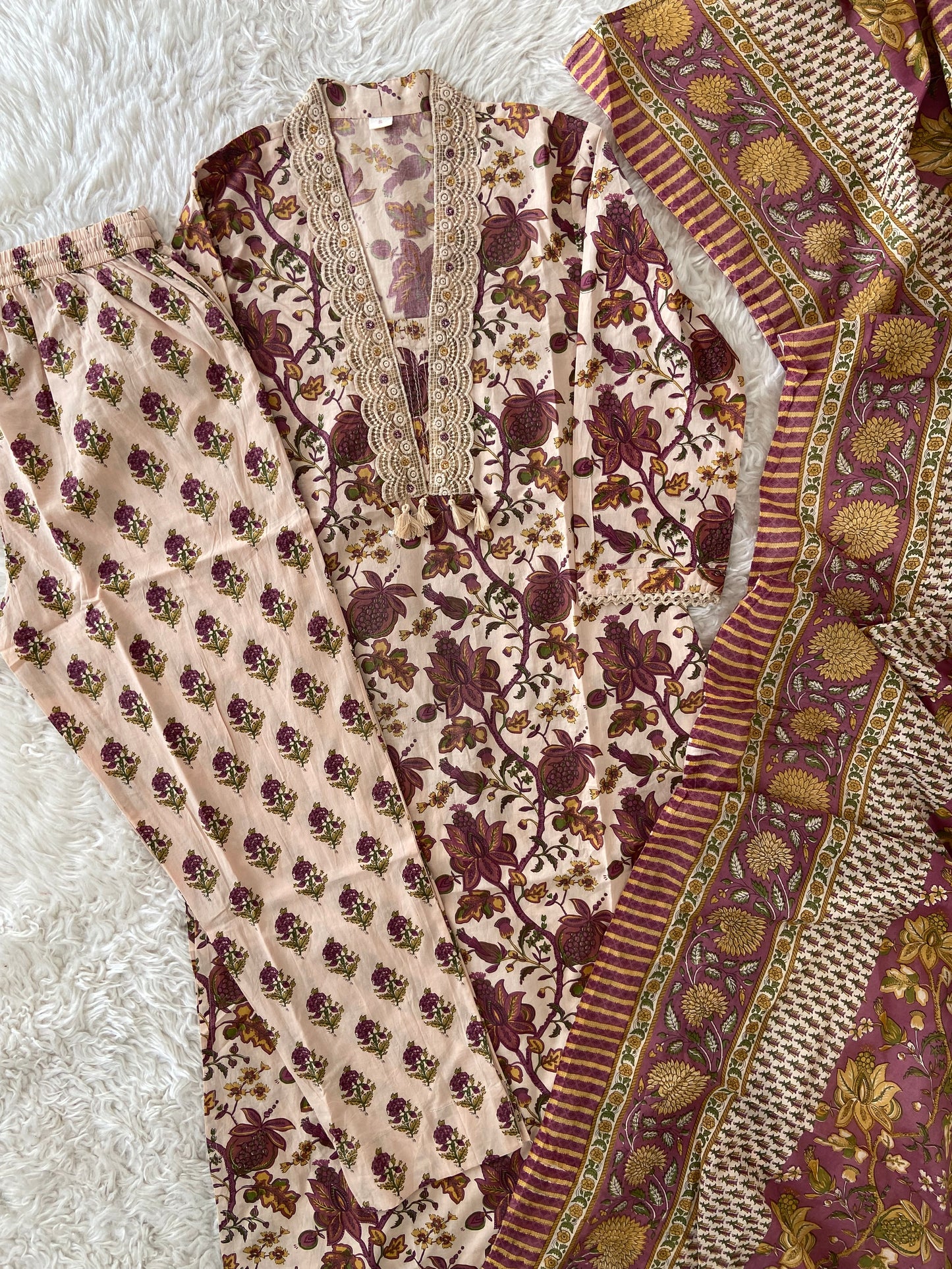 Premium Cotton Kurti Pant Dupatta Set