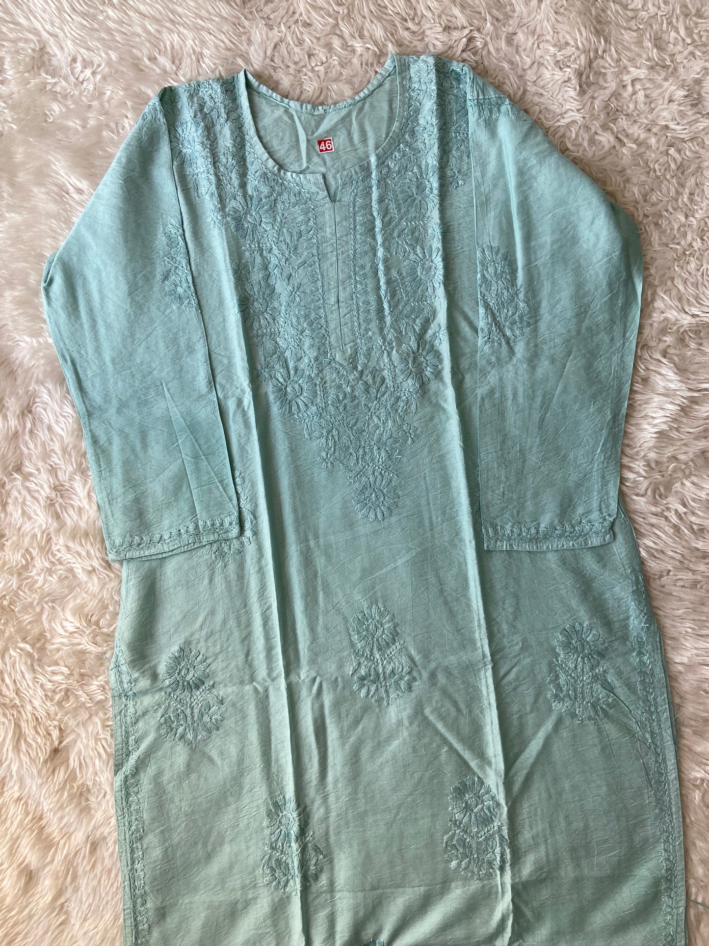 Muslin Silk Chikankari kurti