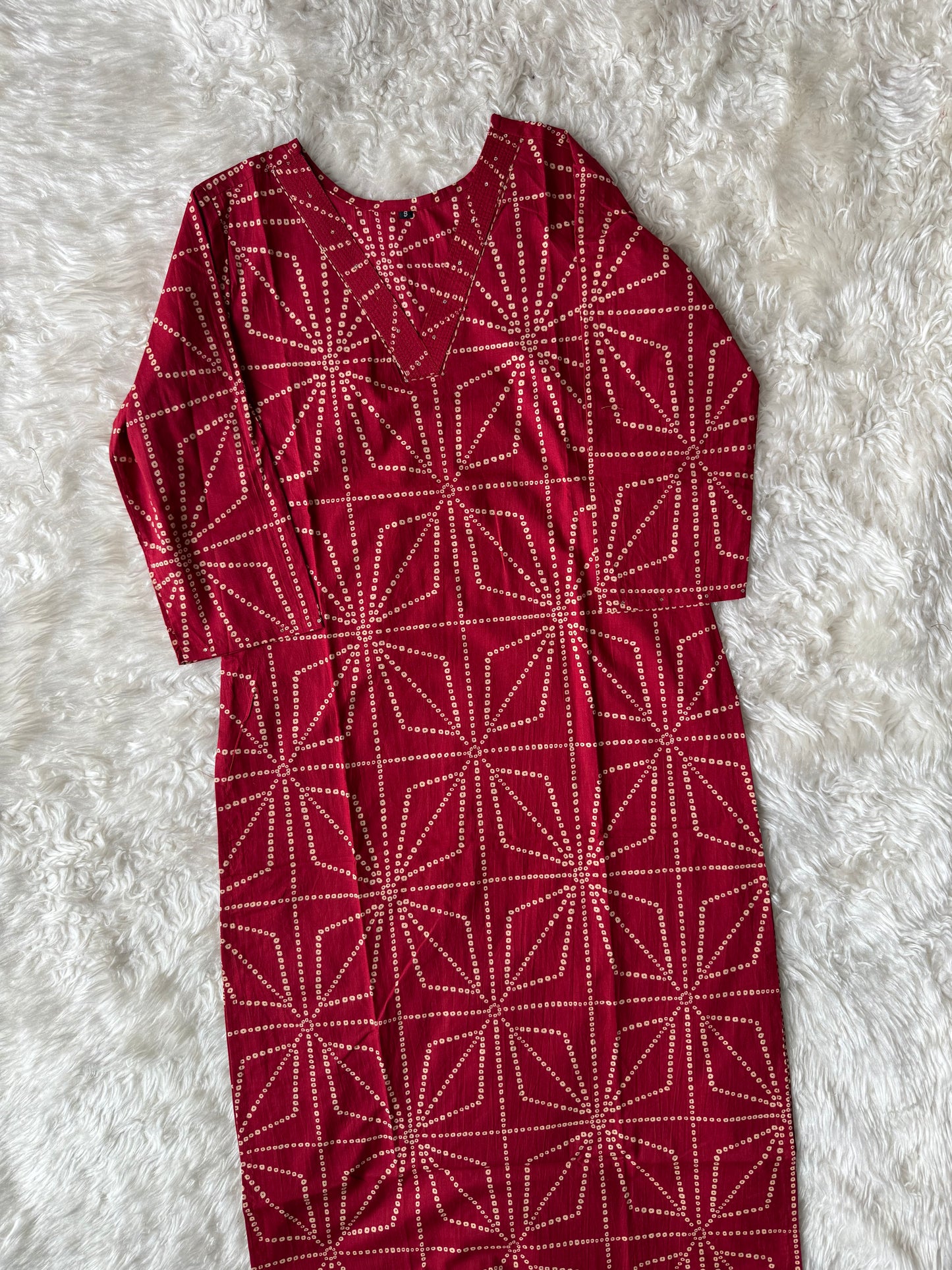 Premium Cotton Bandhej Kurti