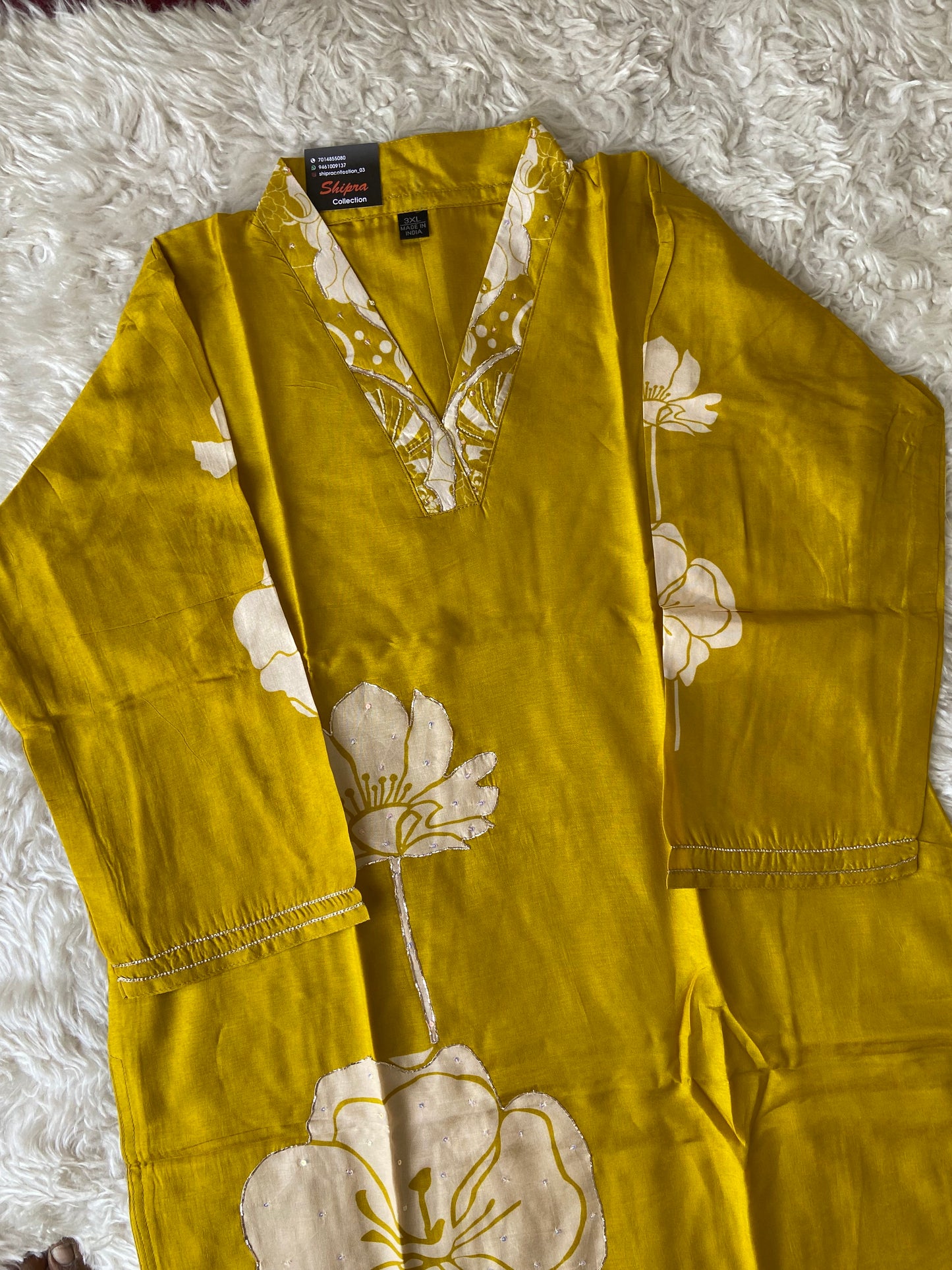 Plus Size Russian Silk Kurti Pant Dupatta Set