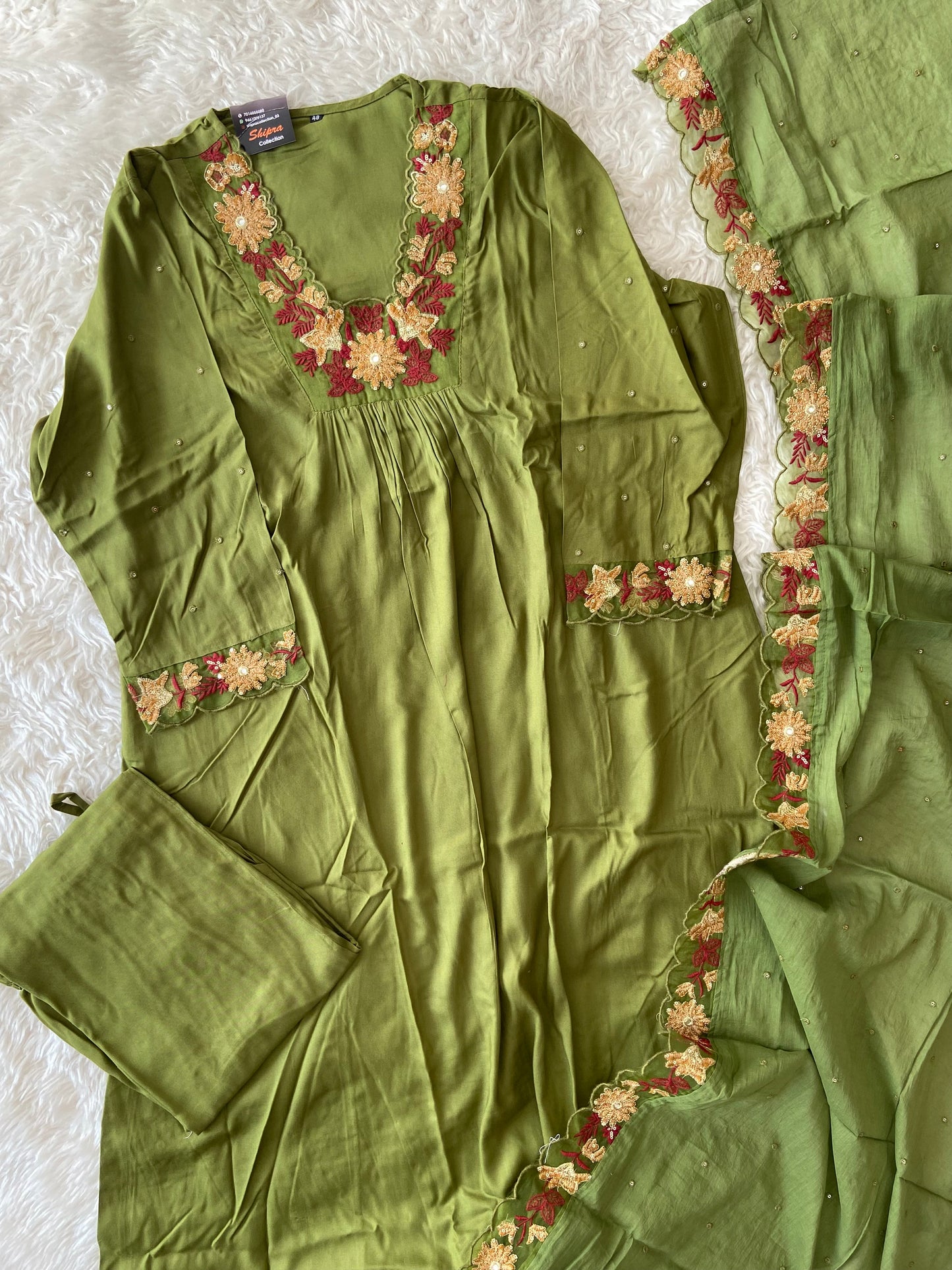 Rayon Kurti Pant Dupatta Set