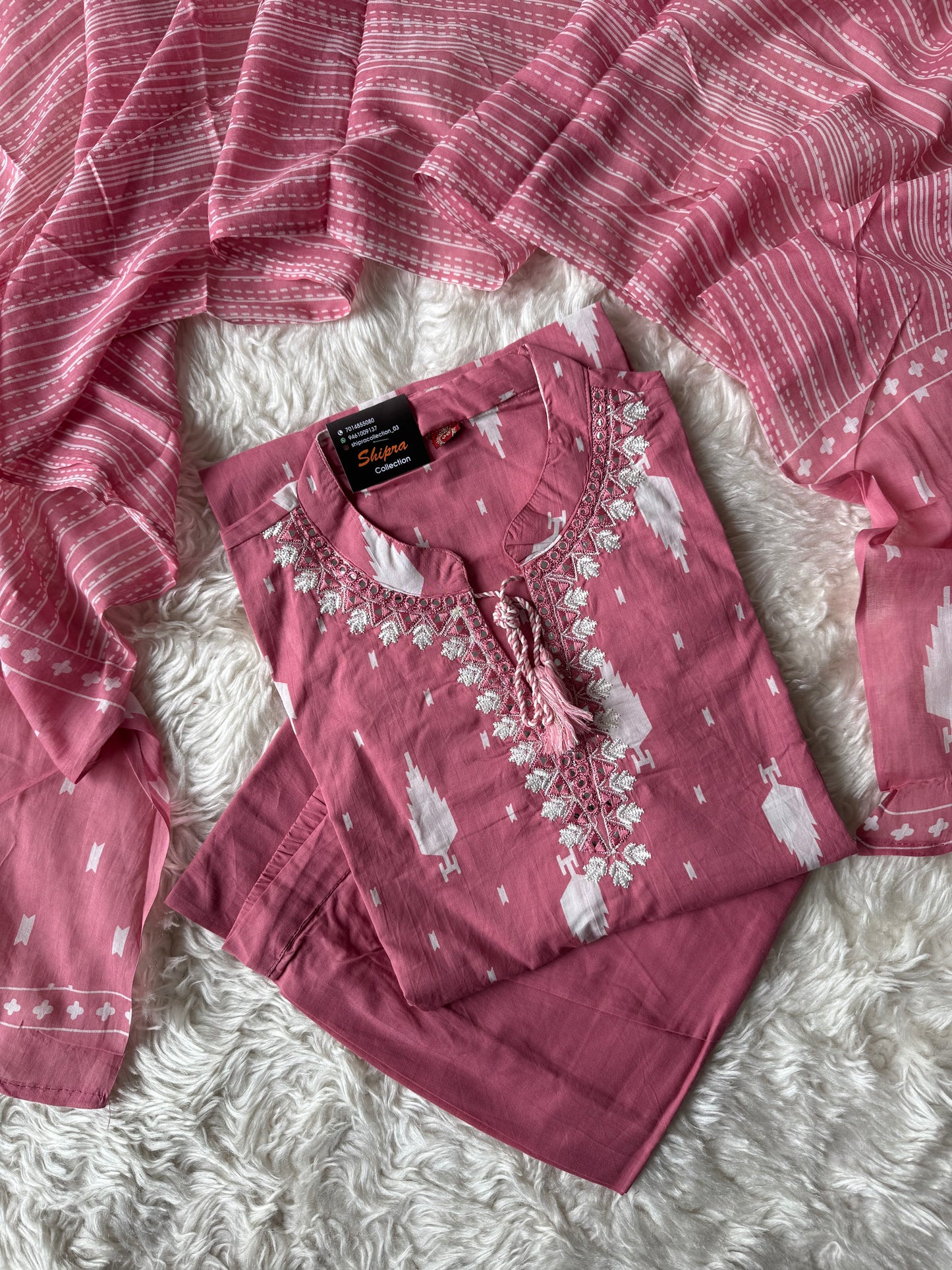 Pure Cotton Kurti Pant Dupatta Set