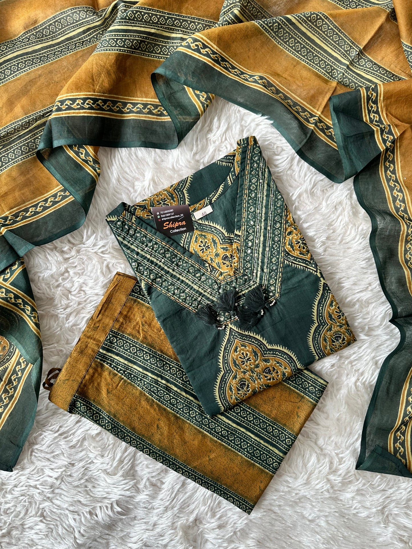Breathable Cotton Kurti Pant Cotton Dupatta Set
